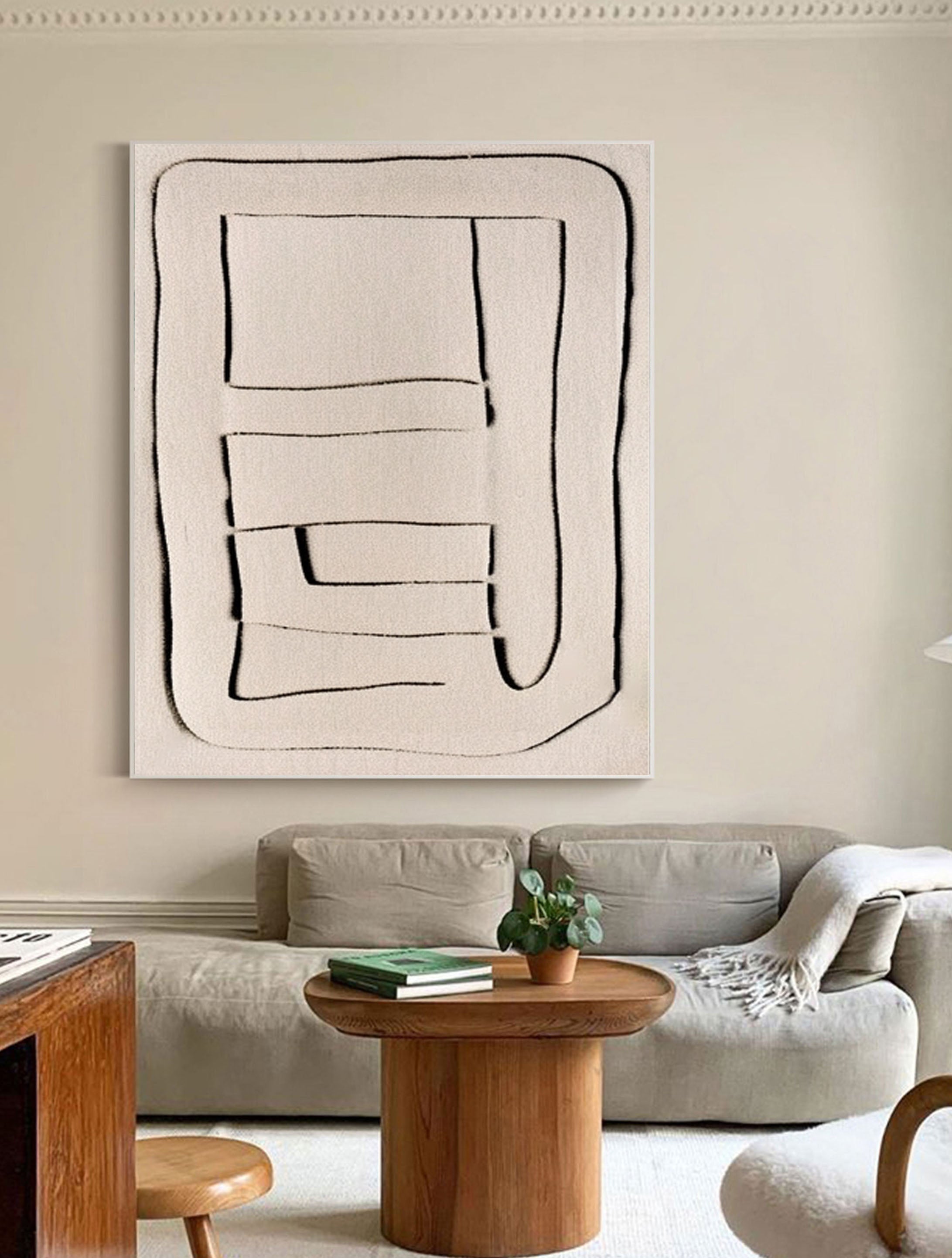 Beige & Brown Abstract Painting #LL 034