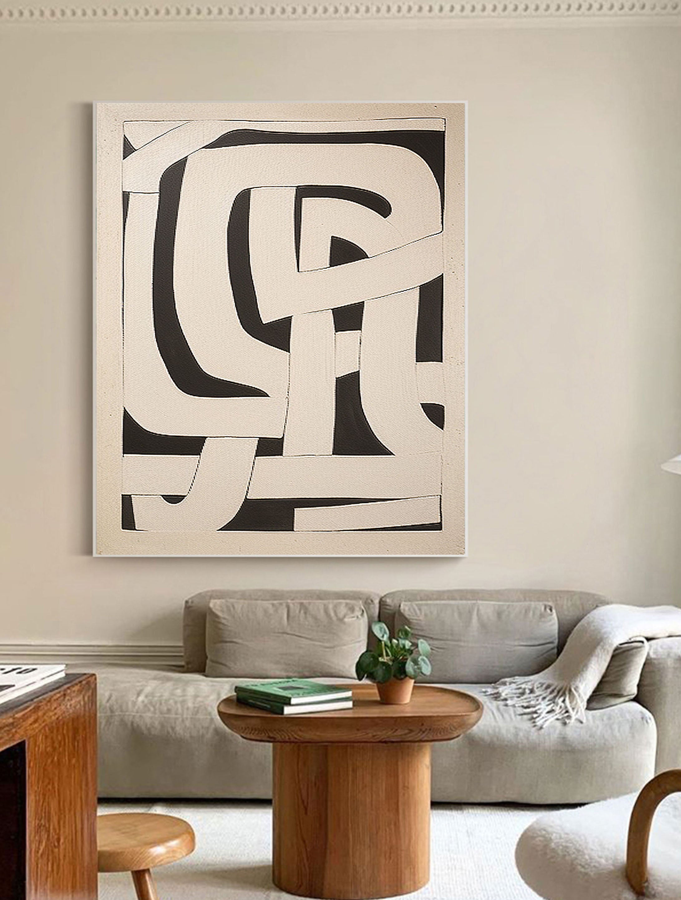 Beige & Brown Abstract Painting #LL 035