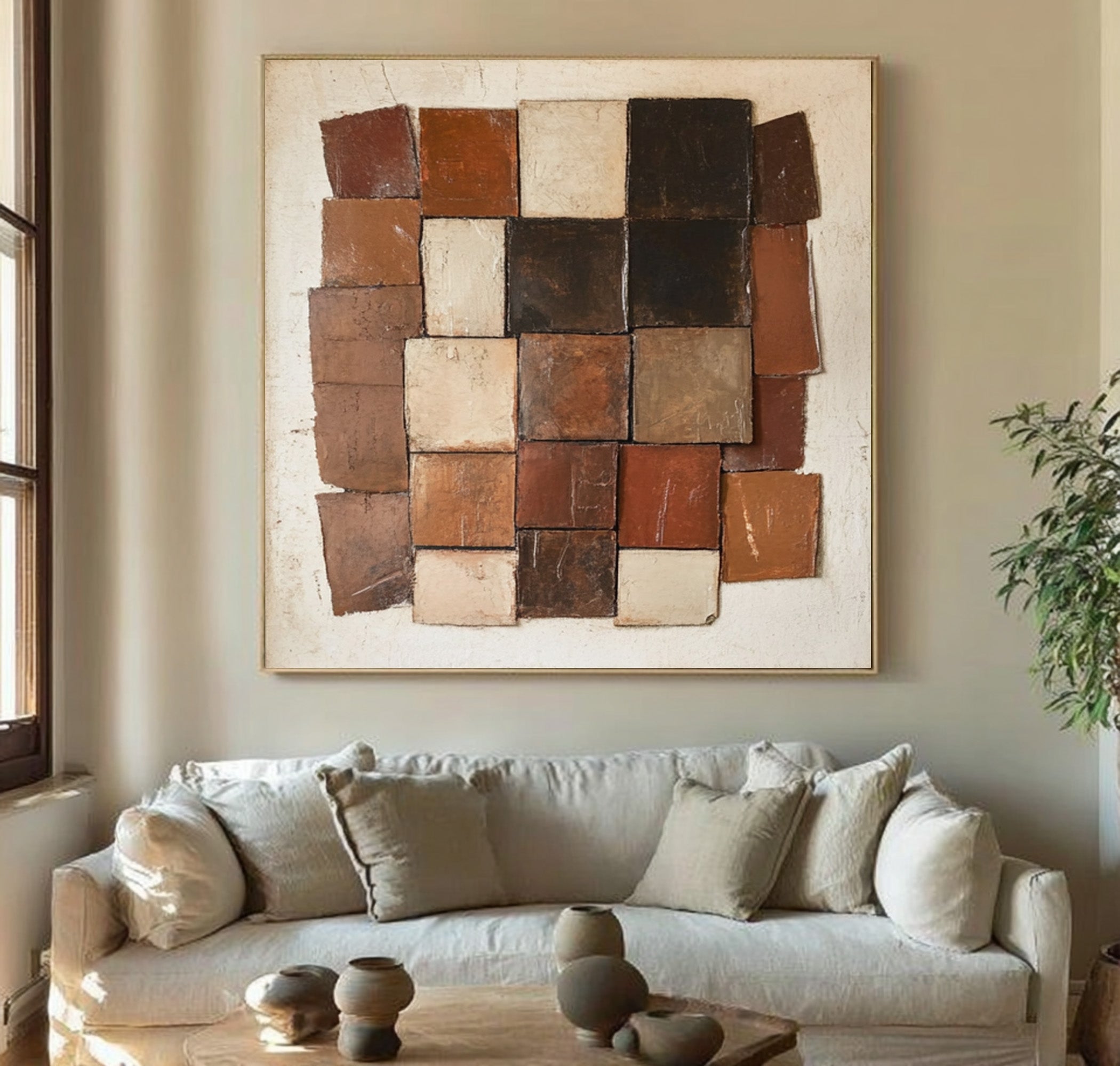 Large Earth Tone Abstract Oil Painting #WAB 007