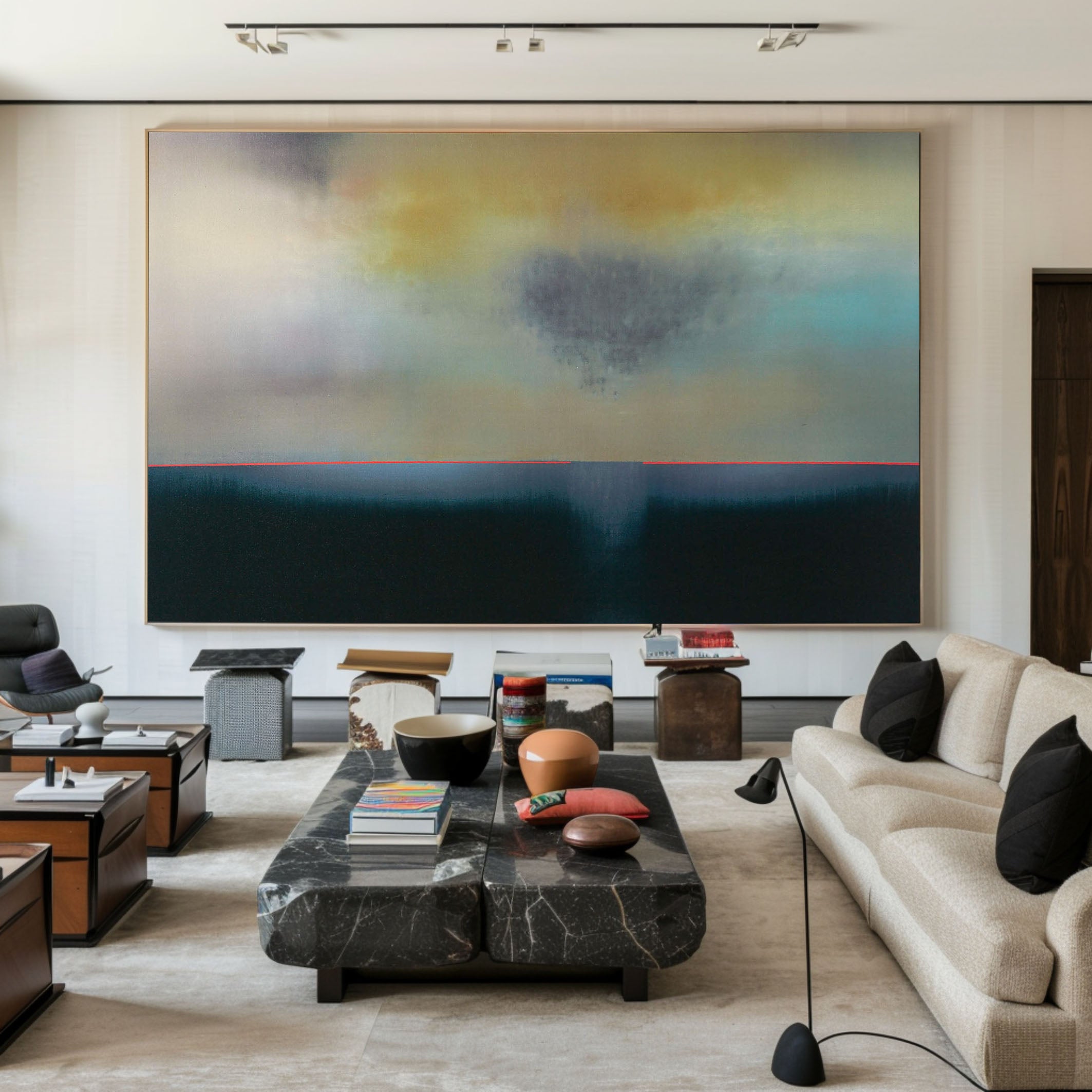 Soft Color Landscape with Distinct Horizon, Minimalist Art #BGA 067