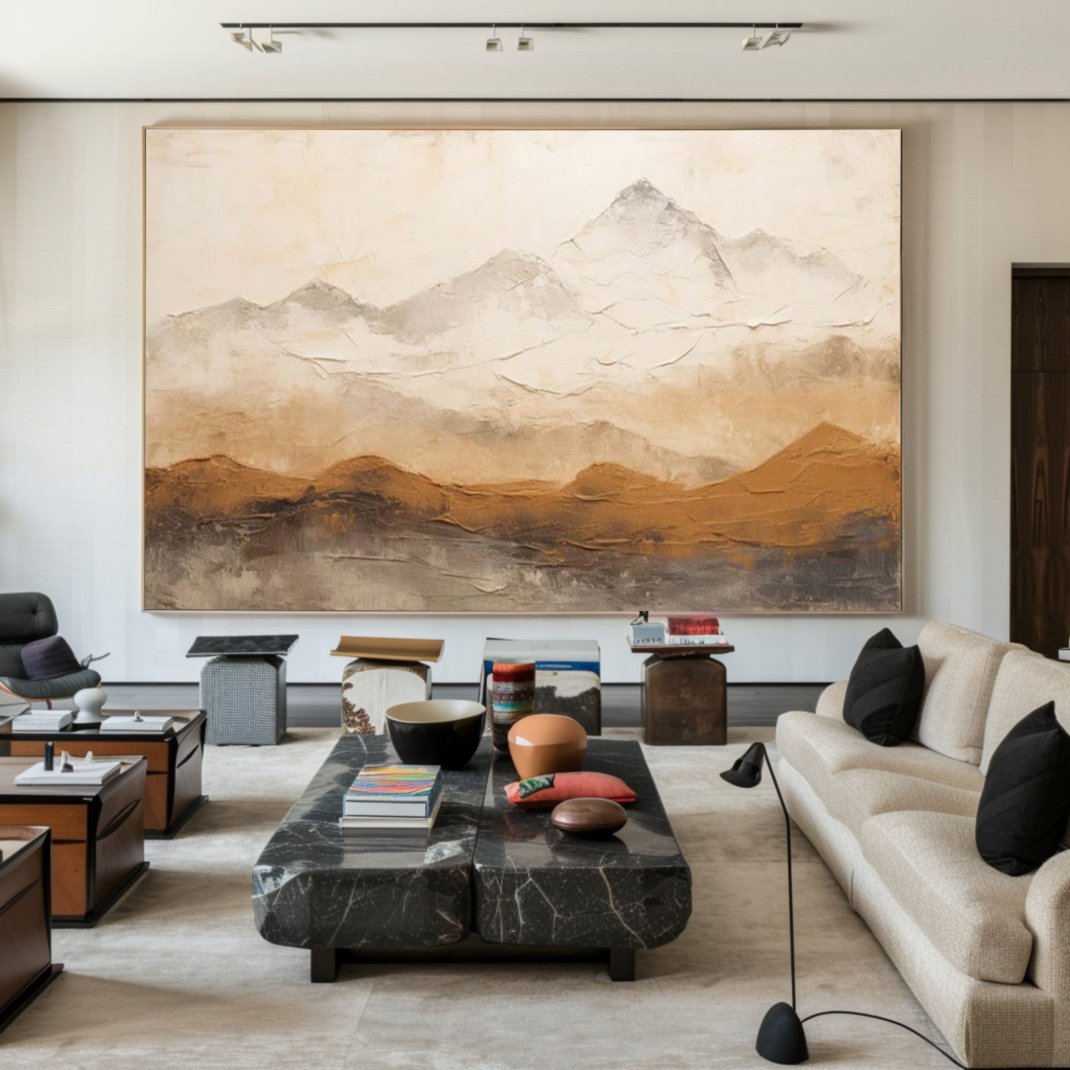 Earthy Peaks: Contemporary Textured Mountain Wall Art #BGA 153