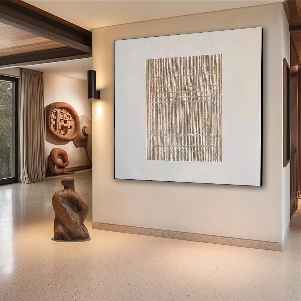 Beige & Brown Abstract Painting #LL 023