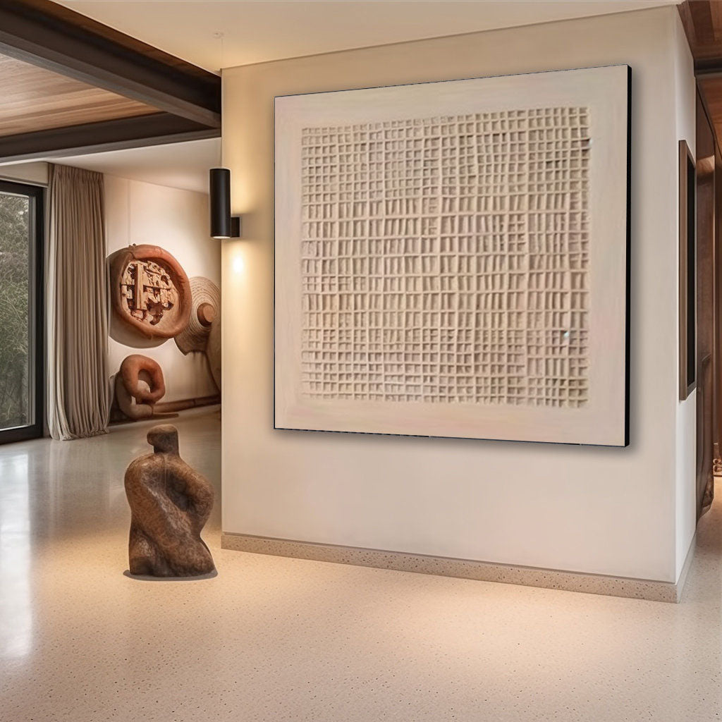 Beige & Brown Abstract Painting #LL 020