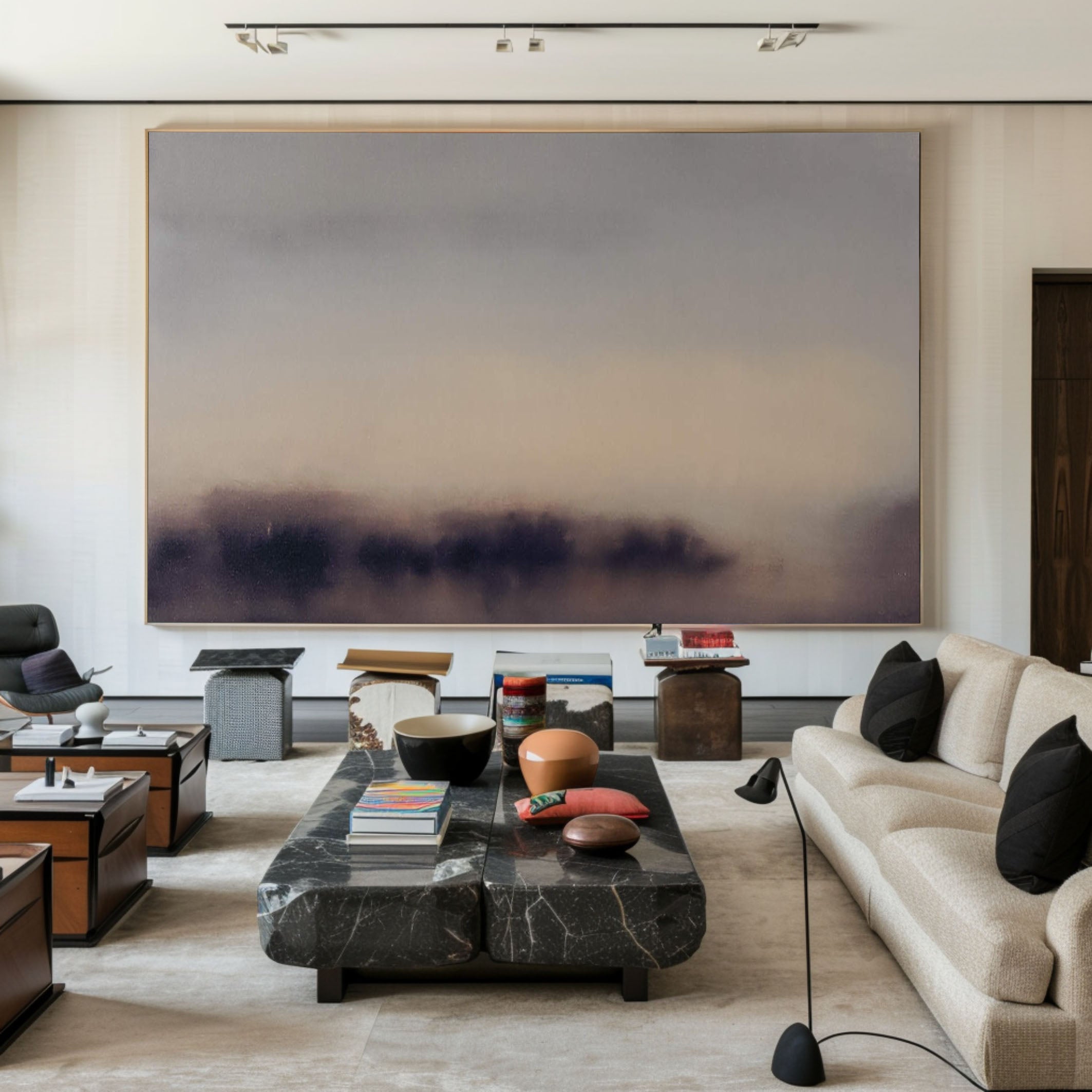 Abstract Landscape with Distant Purple Forms, Modern Wall Art #BGA 066