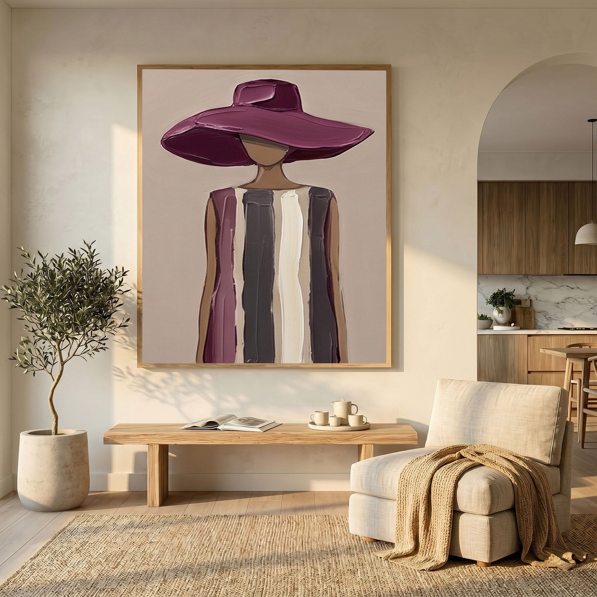 Large Modern Woman Portrait Wall Art Abstract Oil Painting Cowgirl Cowboy Vintage Americana Art Western Hat Fashion Figure Contemporary Decor