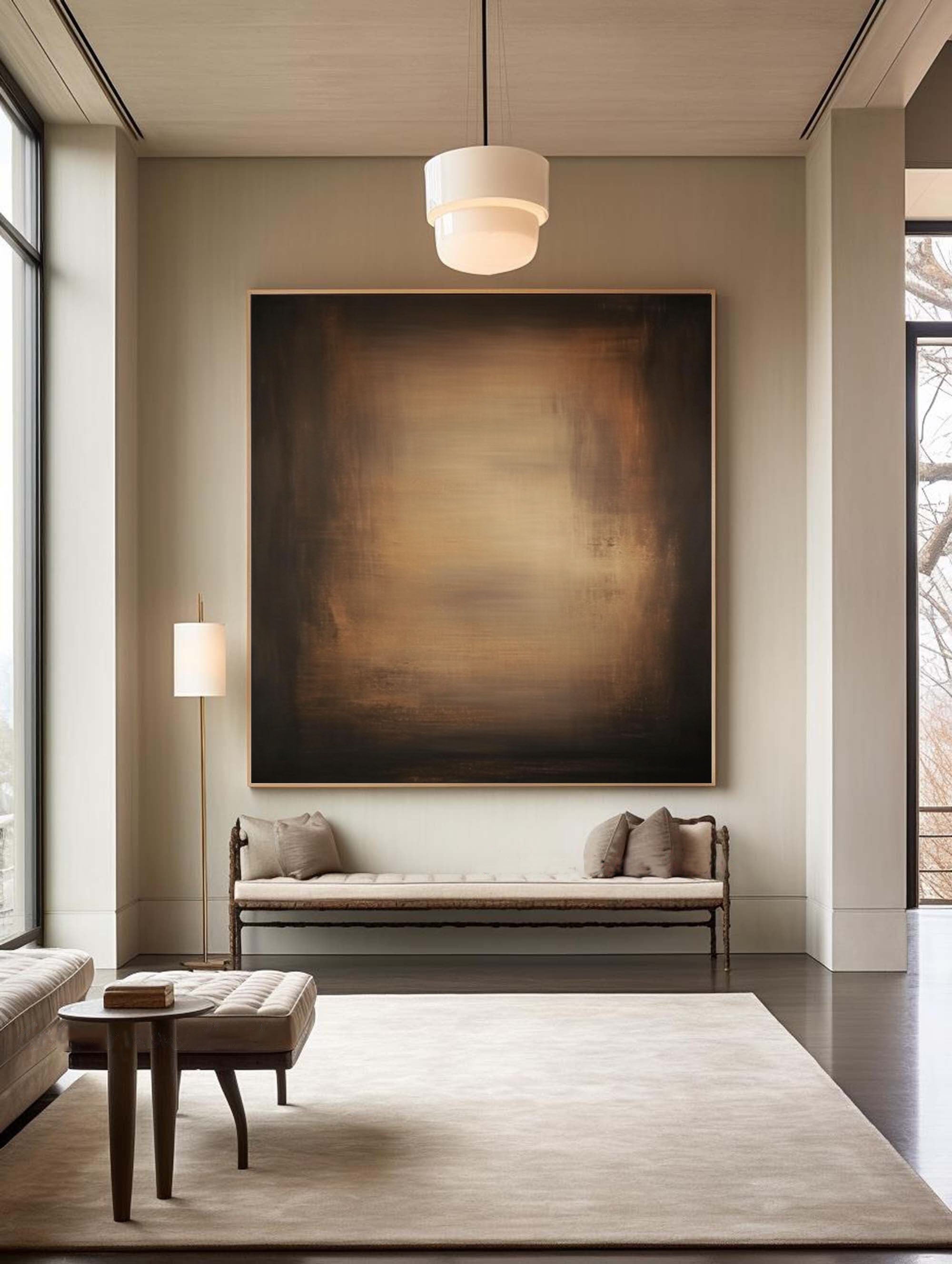 Abstract Metallic Tone Oil Painting for Modern Room Decor #BBA 012