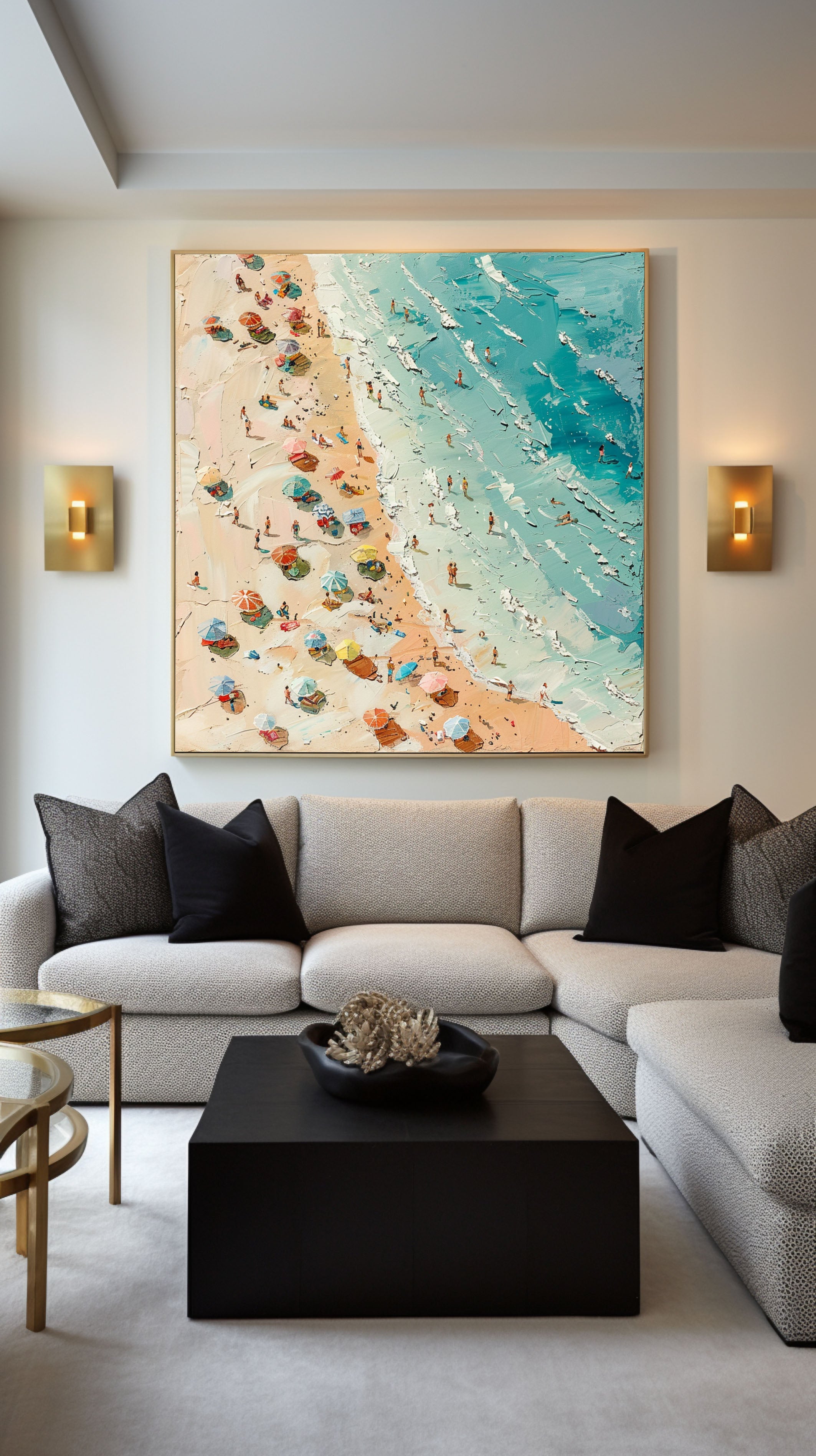 Sunny Beach Day Canvas Art Vibrant Coastal Wall Decor #OS 025