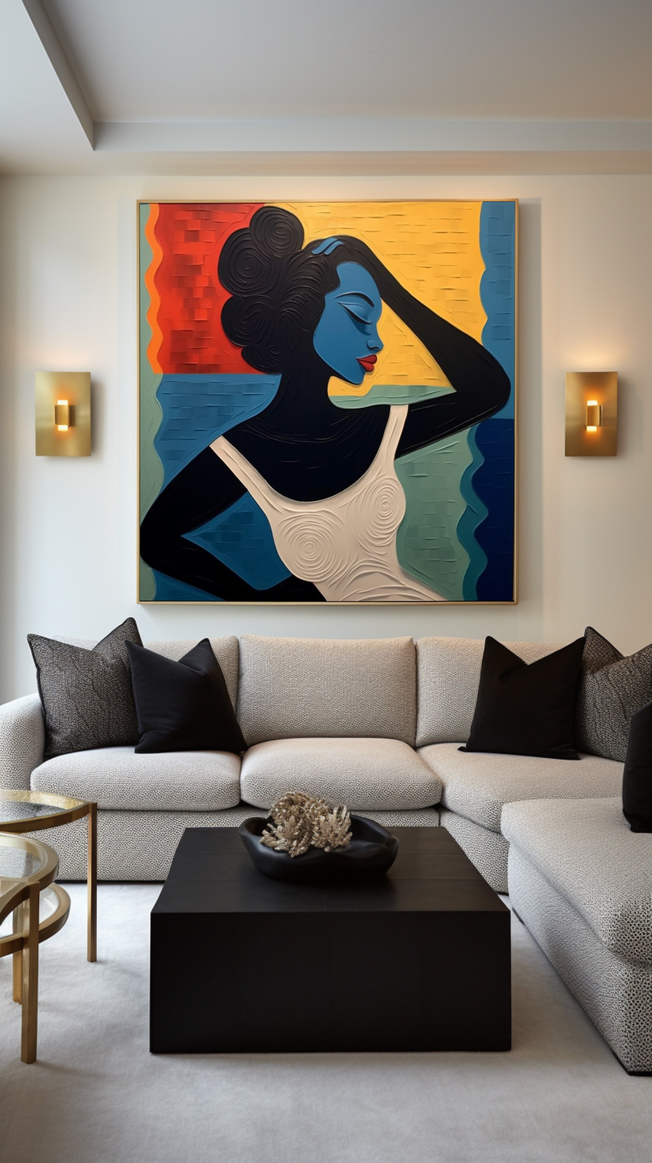 Textured Portrait with Bold Color Blocks, Modern Surreal #BGA 158