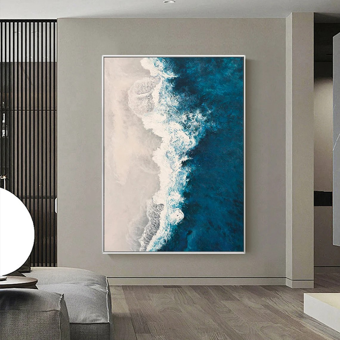 Coastal Wall Art with Deep Blue Ocean and Sand #BGA 010