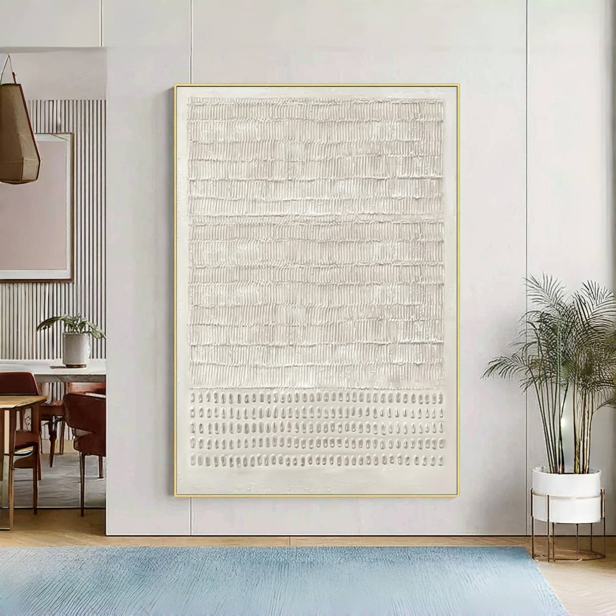 Minimalist Textured Canvas Home Decor Large Vertical #WG 043