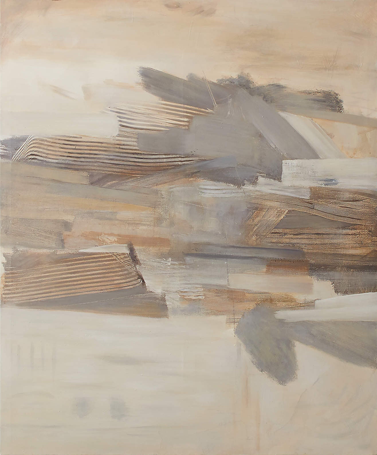 Textured Abstract Landscape, Layered Forms, Neutral Palette #BGA 053