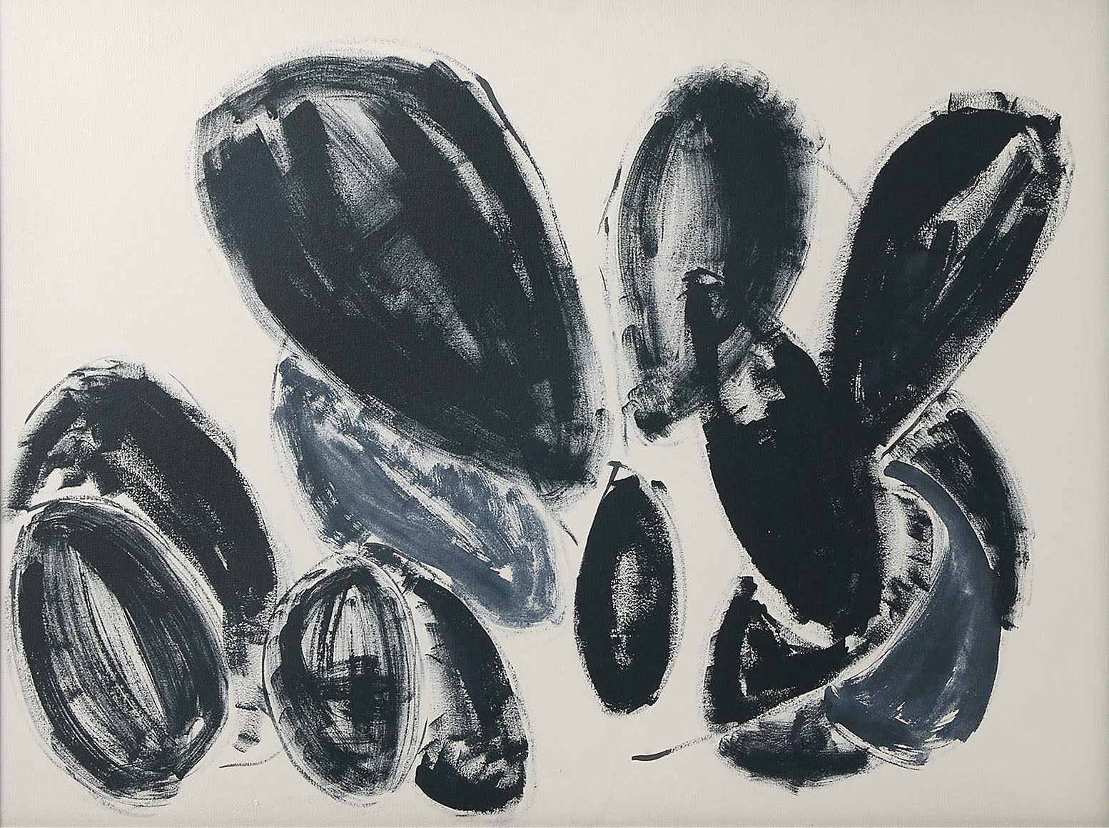 Bold Rounded Forms Abstract, Large Grey Contemporary Wall Art #BGA 055