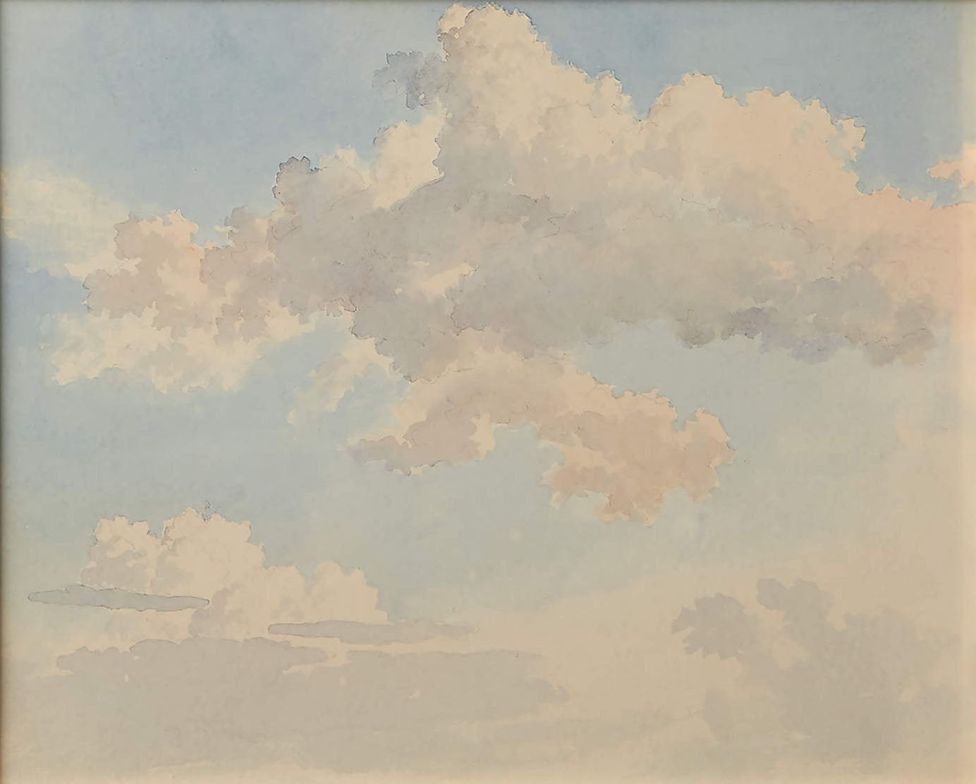 Cloudy Sky, Subtle Peach and Gray Tones, Modern Wall Art #BGA 058