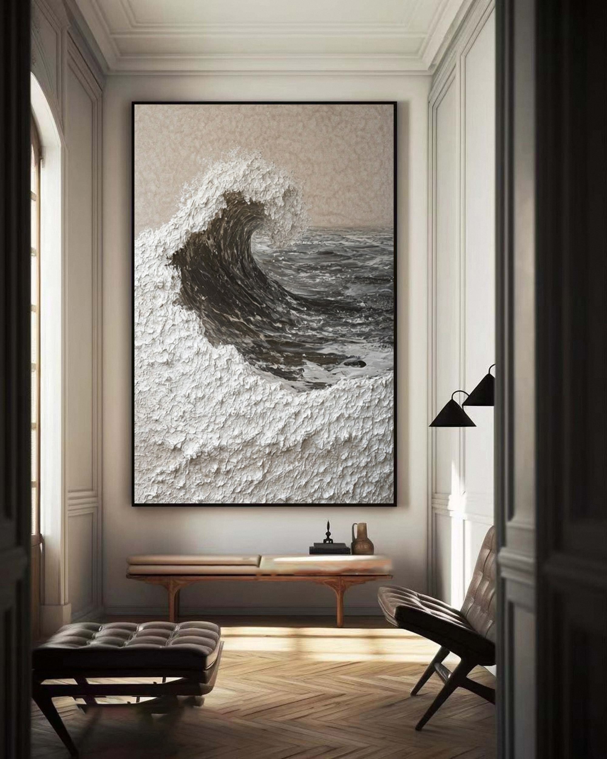 Handcrafted Ocean Wave Painting with Textured 3D Details #BBM 037