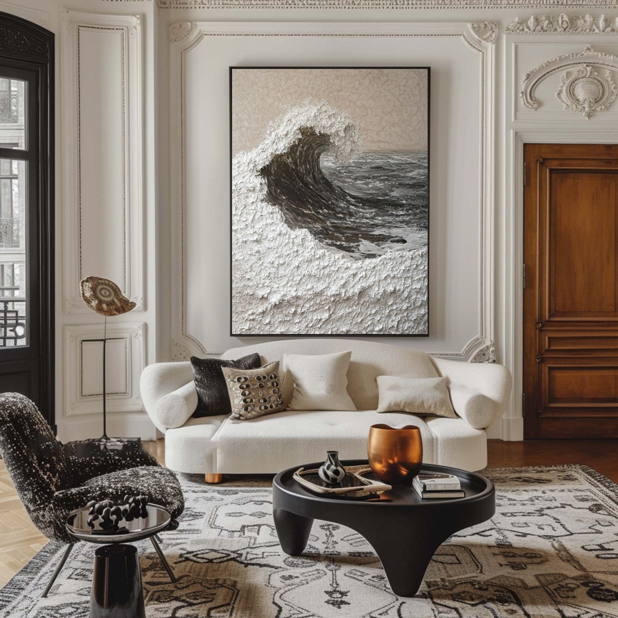 Handcrafted Ocean Wave Painting with Textured 3D Details #BBM 037