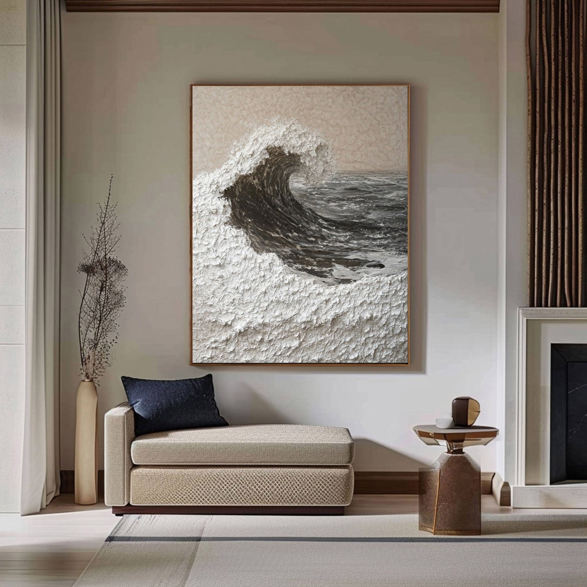Handcrafted Ocean Wave Painting with Textured 3D Details #BBM 037