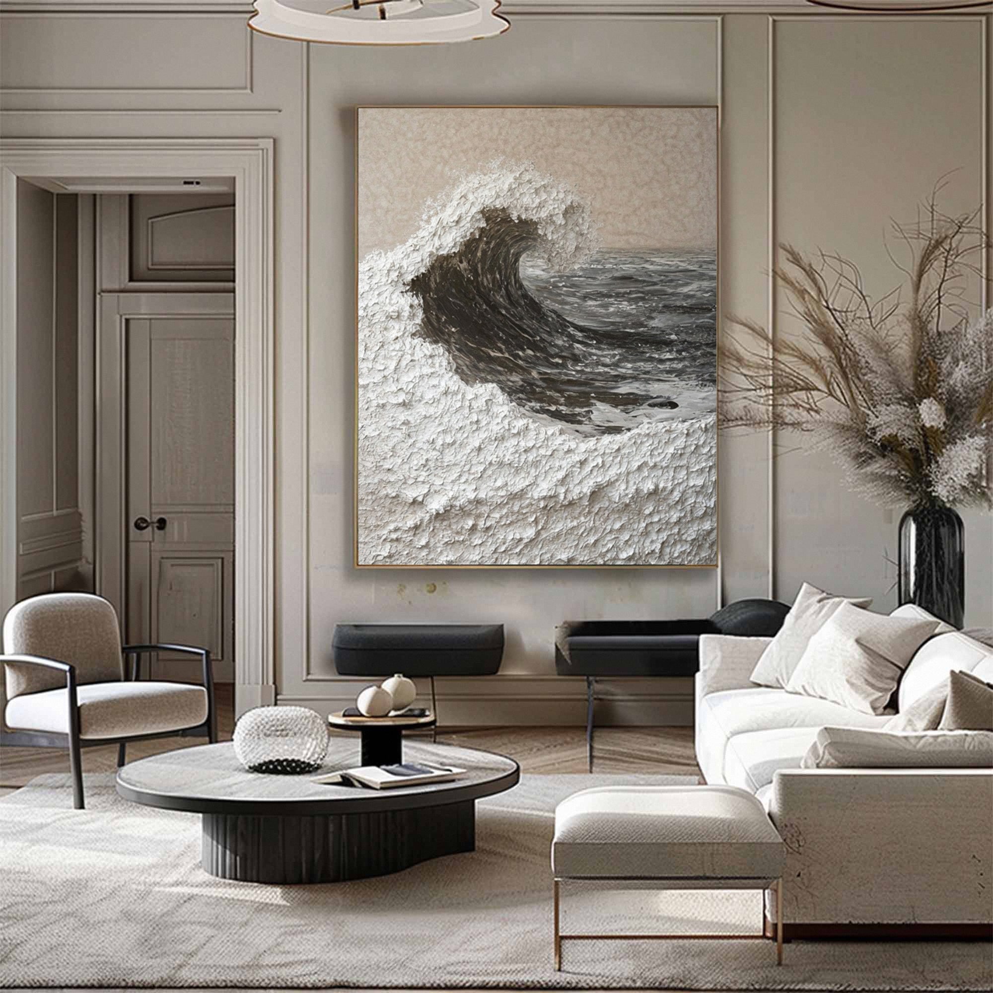 Handcrafted Ocean Wave Painting with Textured 3D Details #BBM 037