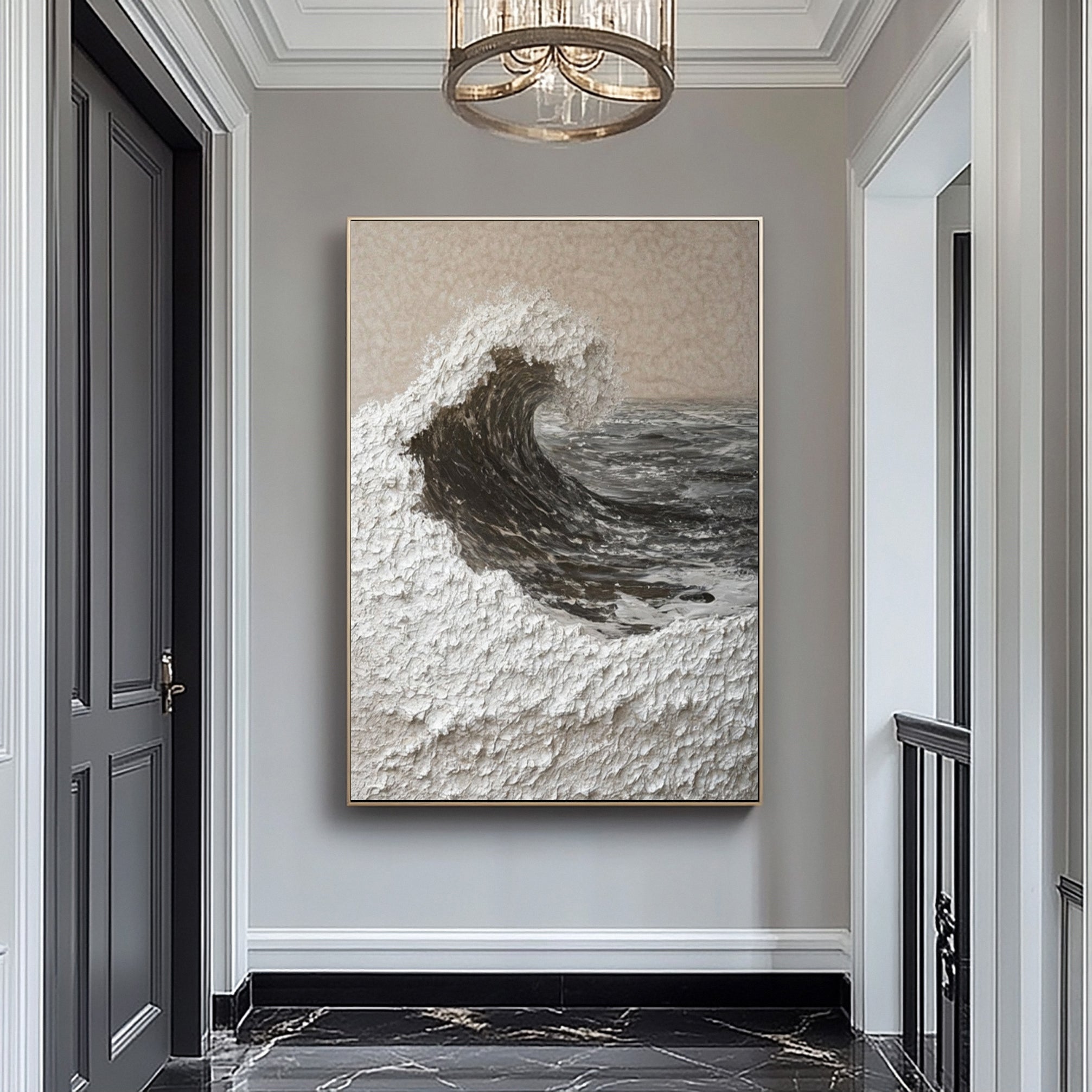 Handcrafted Ocean Wave Painting with Textured 3D Details #BBM 037