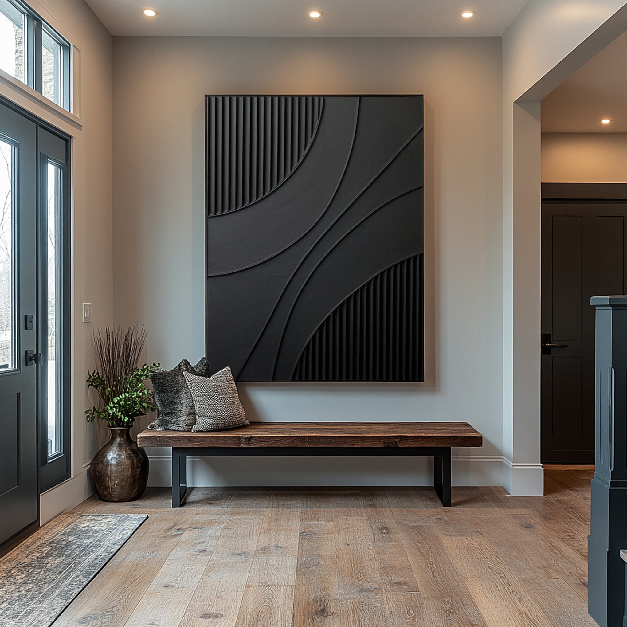 Contemporary Art with Striated Sections and Smooth Areas #BGA 246