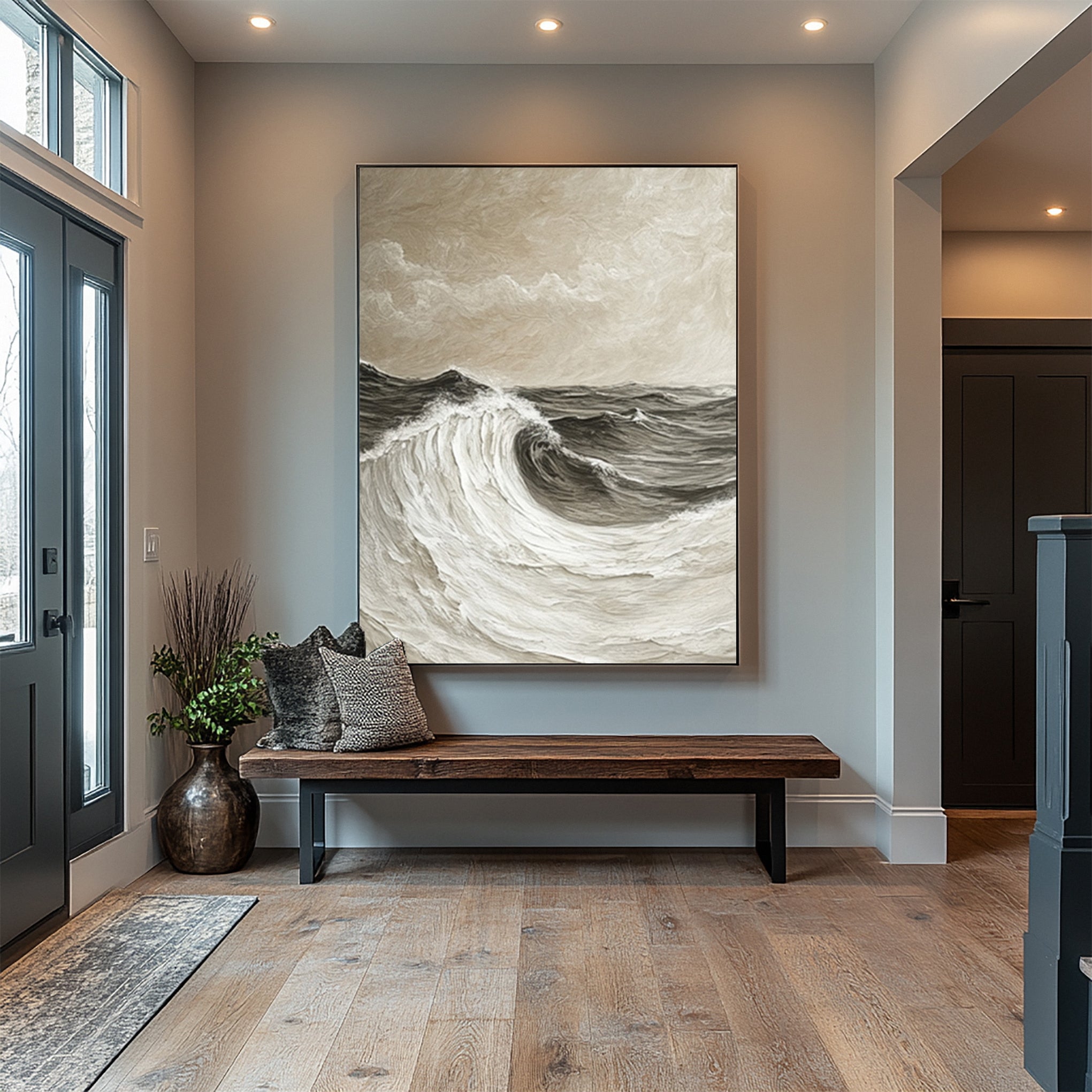 Modern Abstract Wave with Texture and Atmospheric Clouds #BGA 256