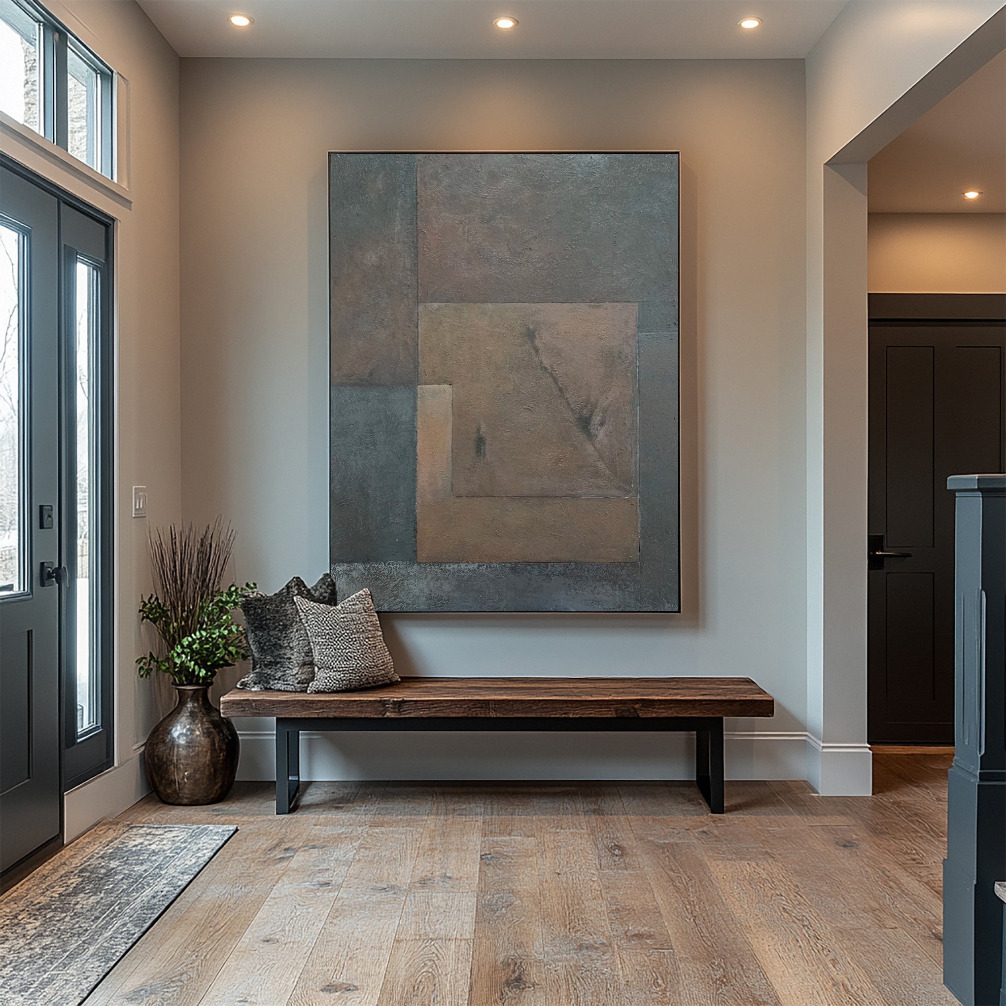 Minimalist Abstract with Geometric Overlap in Earthy Tones #BGA 230