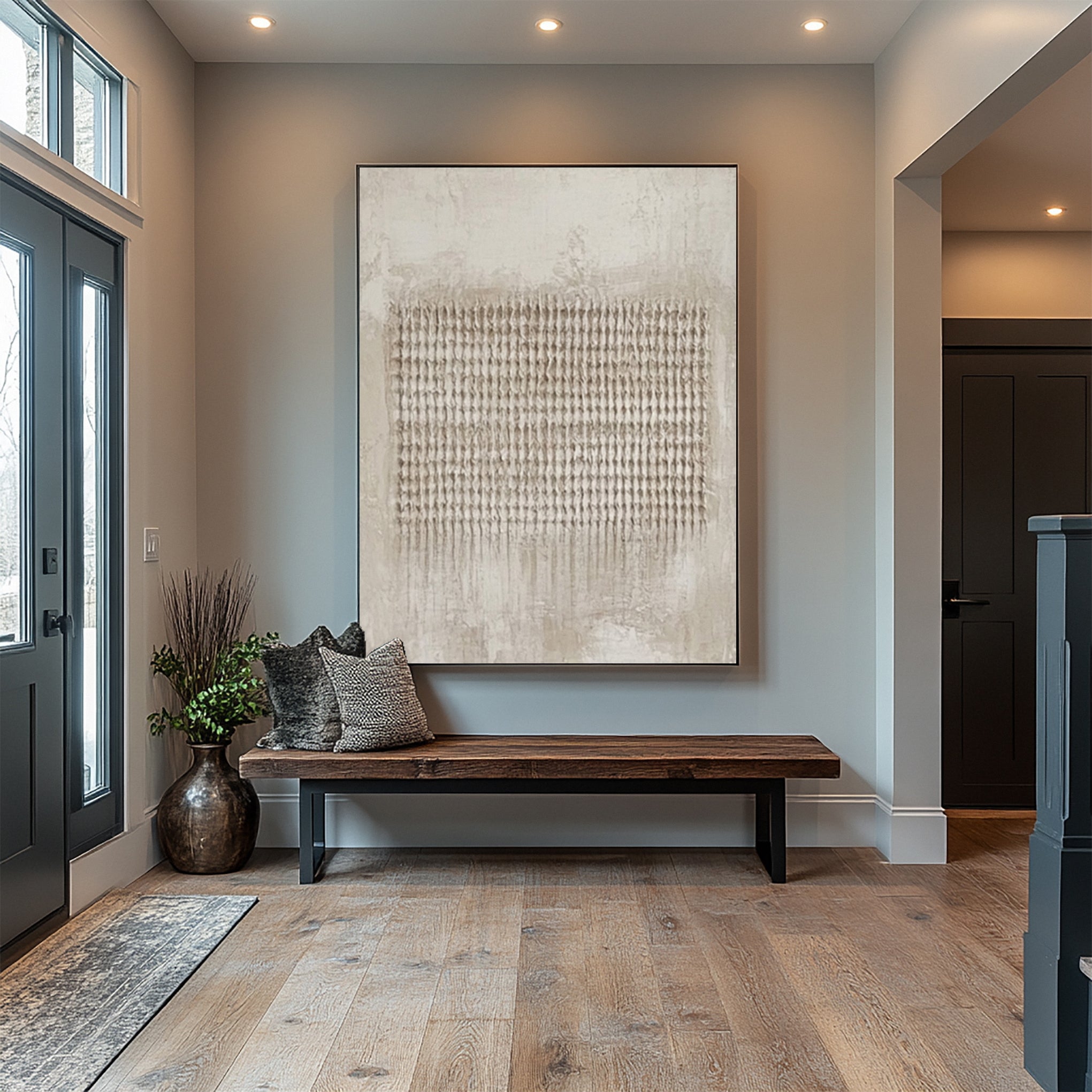 Minimalist Neutral Art with Uniform Vertical Tactile Rows #BGA 239