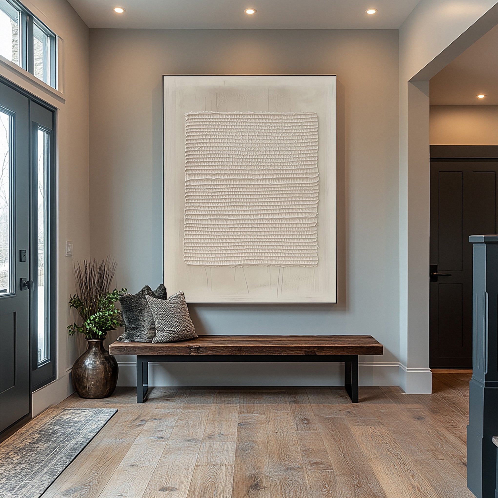 Modern Abstract Canvas with Textured Horizontal Variations #BGA 237