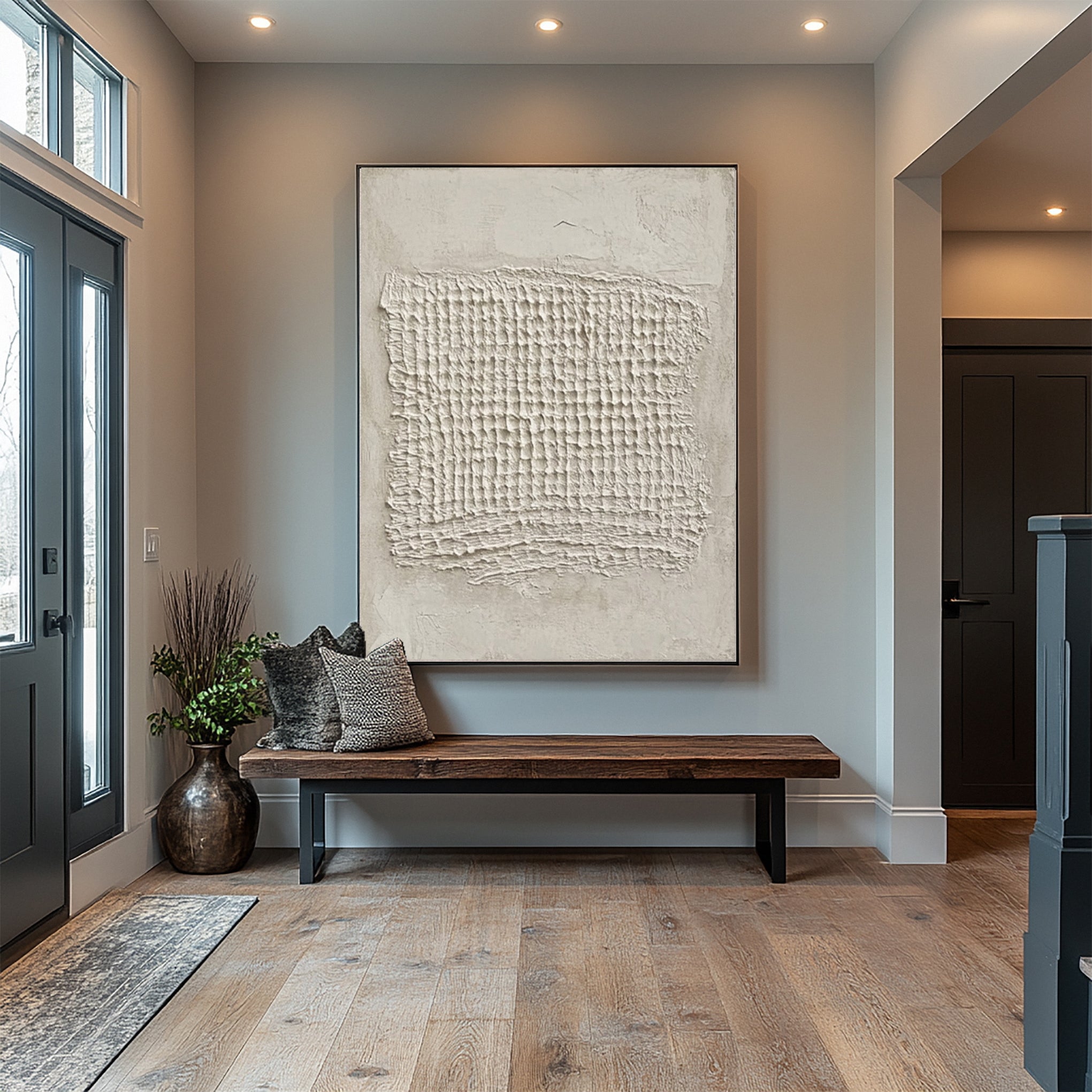 Contemporary Neutral Painting with Tactile Woven Center #BGA 235