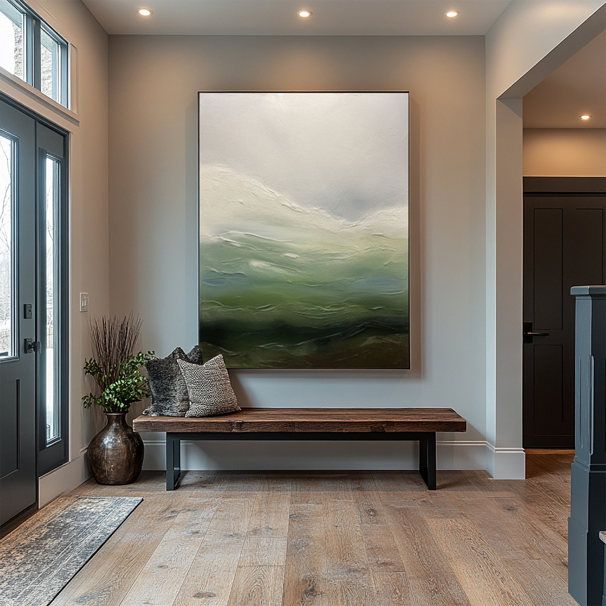 Contemporary Abstract with Blended Greens, Blues, and Whites #BGA 251