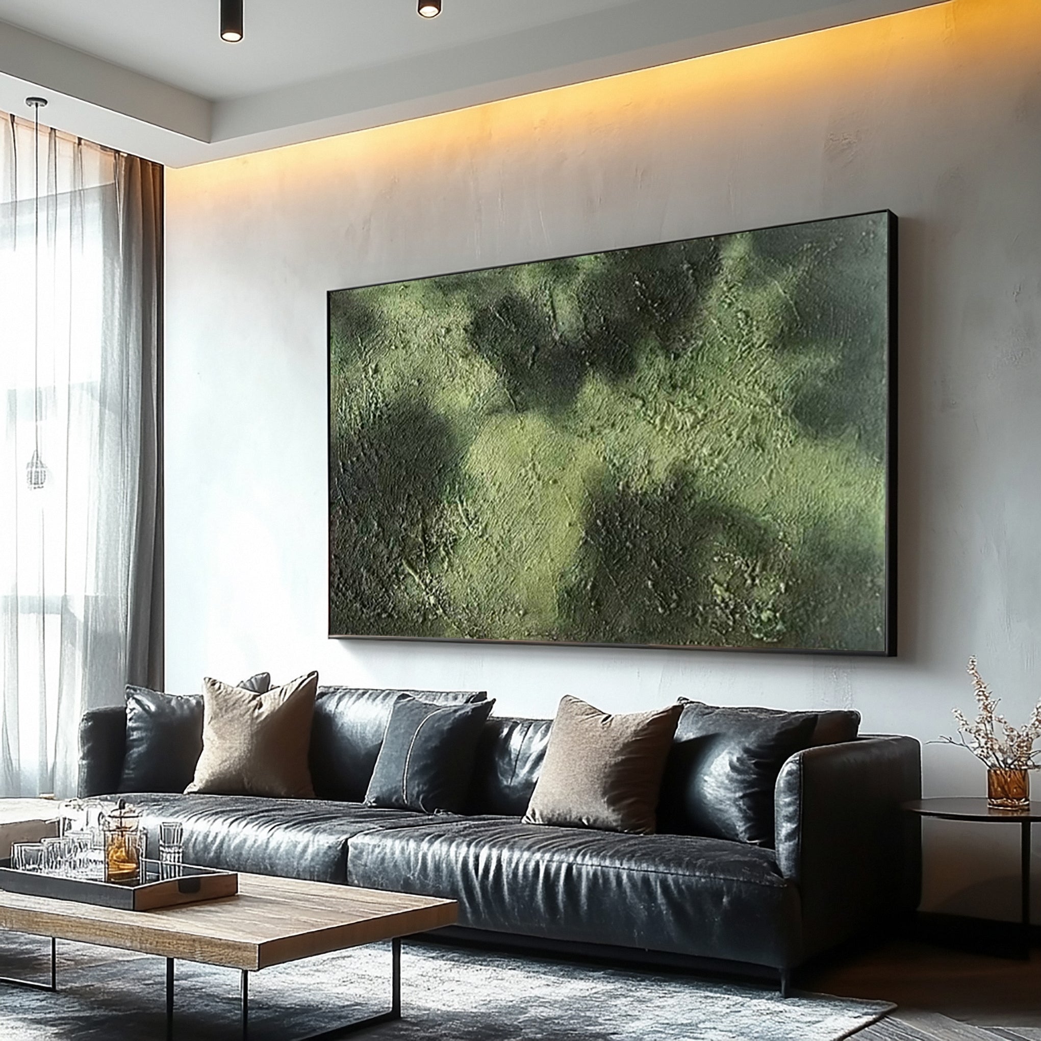 Green Abstract Ocean Wave Relief with Bold Tactile Surface #BGA 268