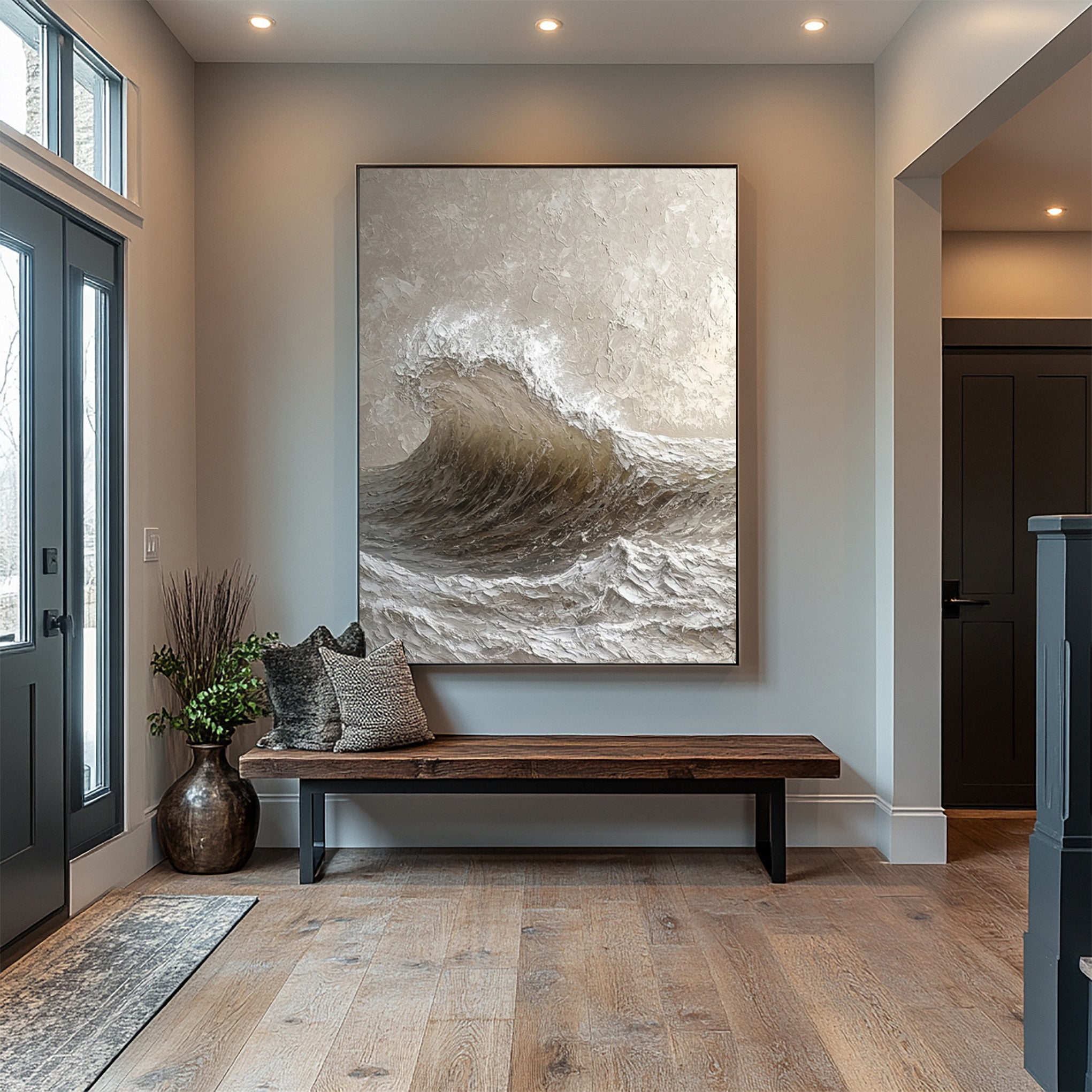 Dynamic Textured Ocean Wave Art Capturing Oceanic Power #BGA 243