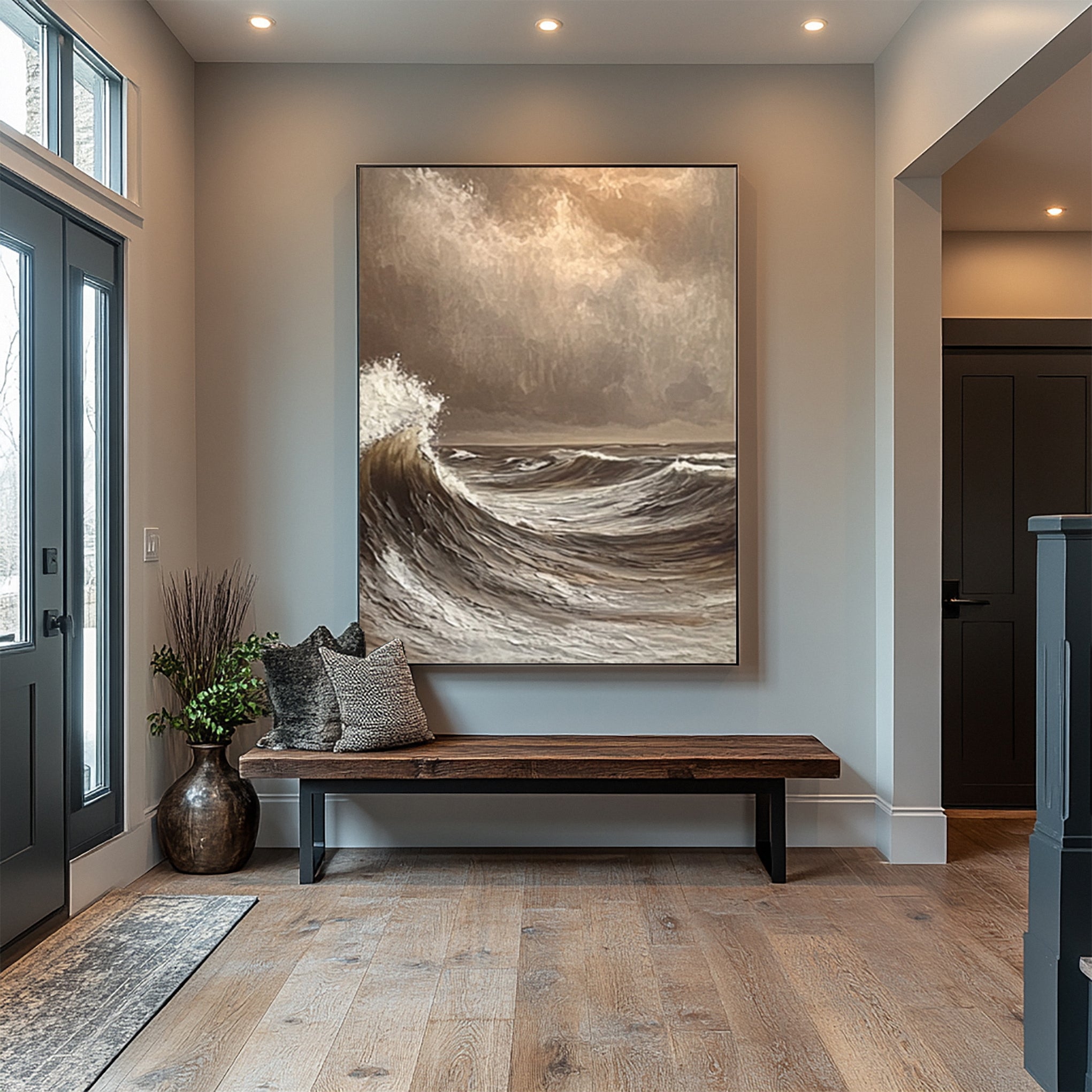 Modern Abstract Wave with Heavy Texture and Dramatic Sky #BGA 255