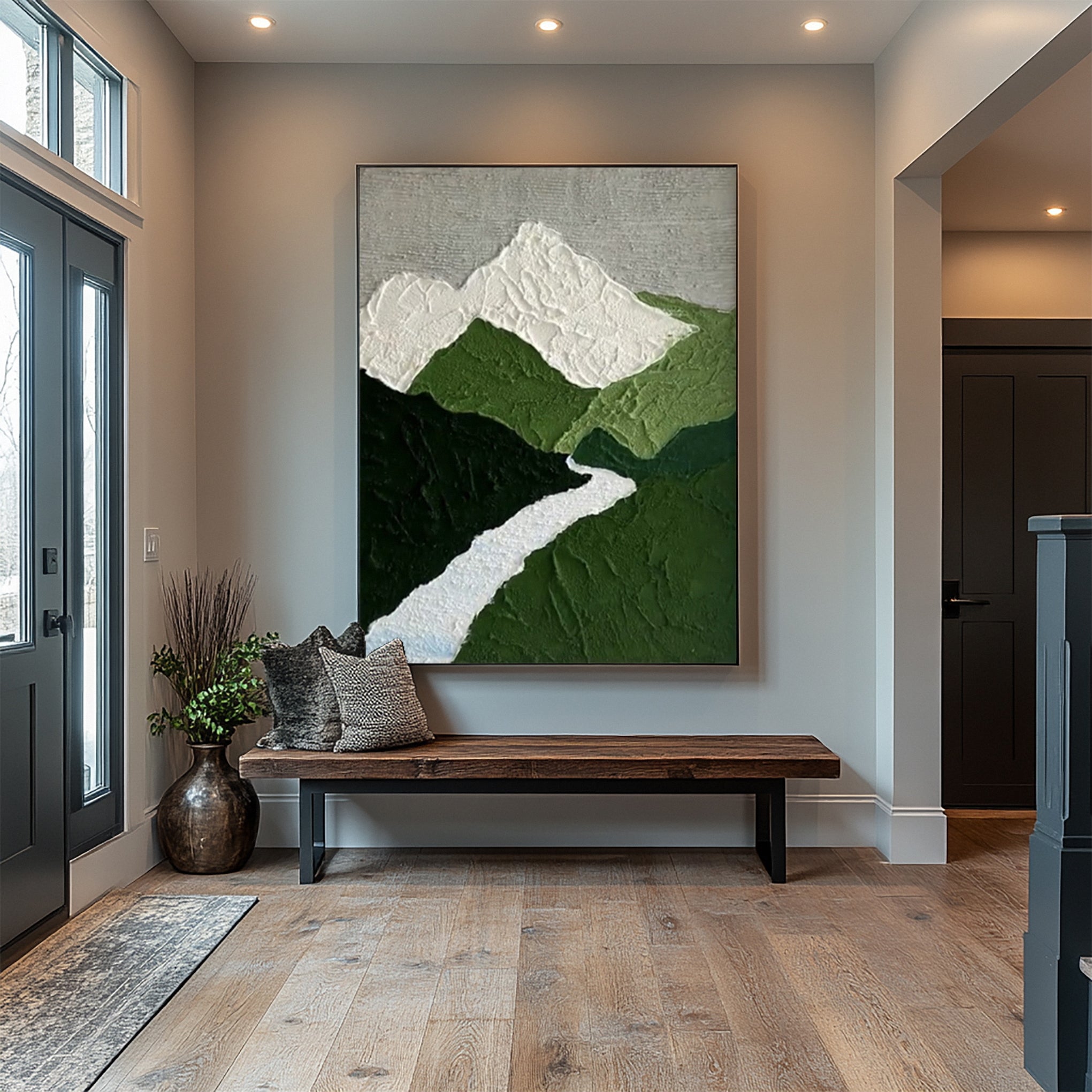 Abstract Canvas with Texture Evoking Peaks, Valleys And River #BGA 273