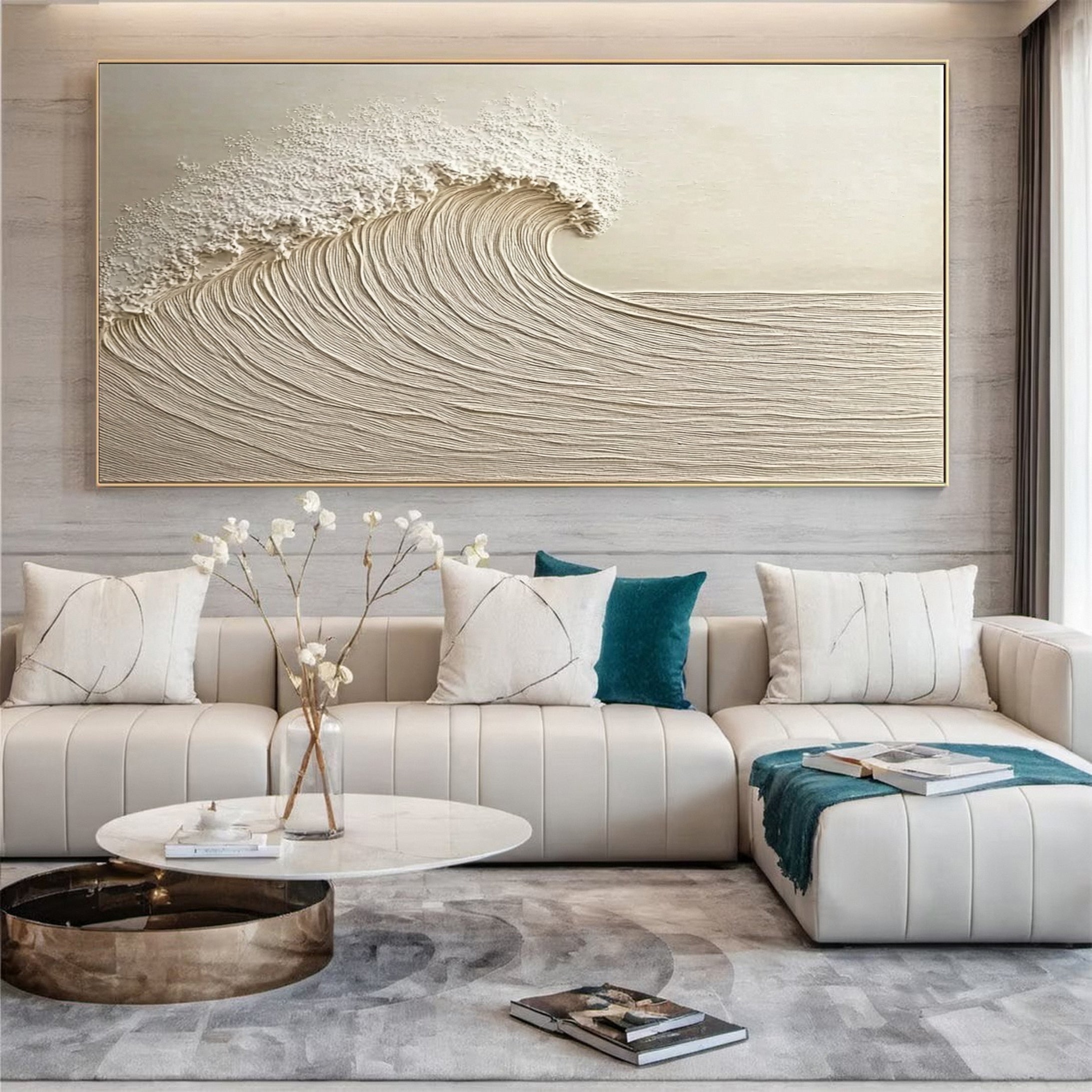 Dynamic Ocean Wave Canvas Art Textured Sea Painting #OS 077
