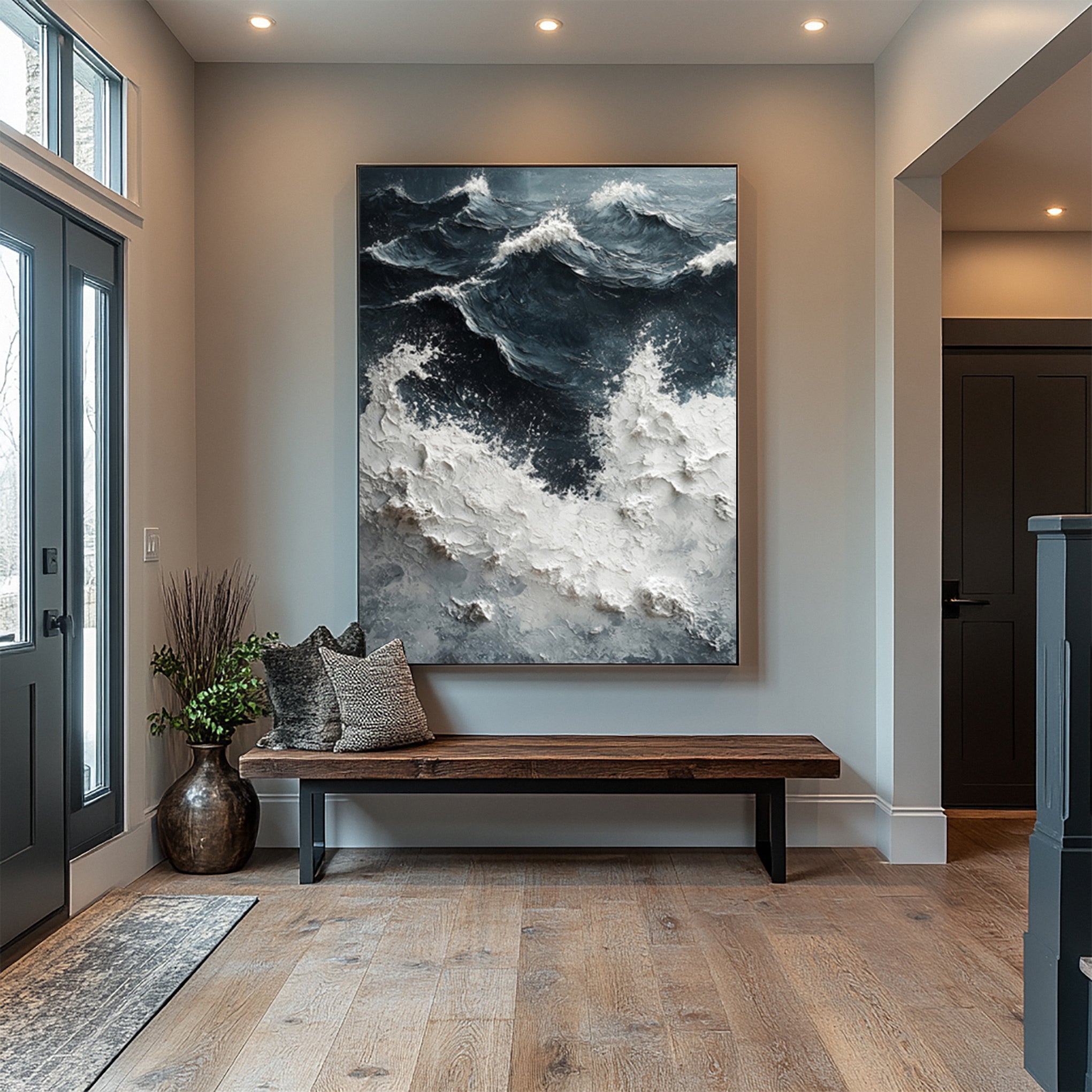 Modern Abstract Wave with Heavy Texture and Dramatic Sky #BGA 263