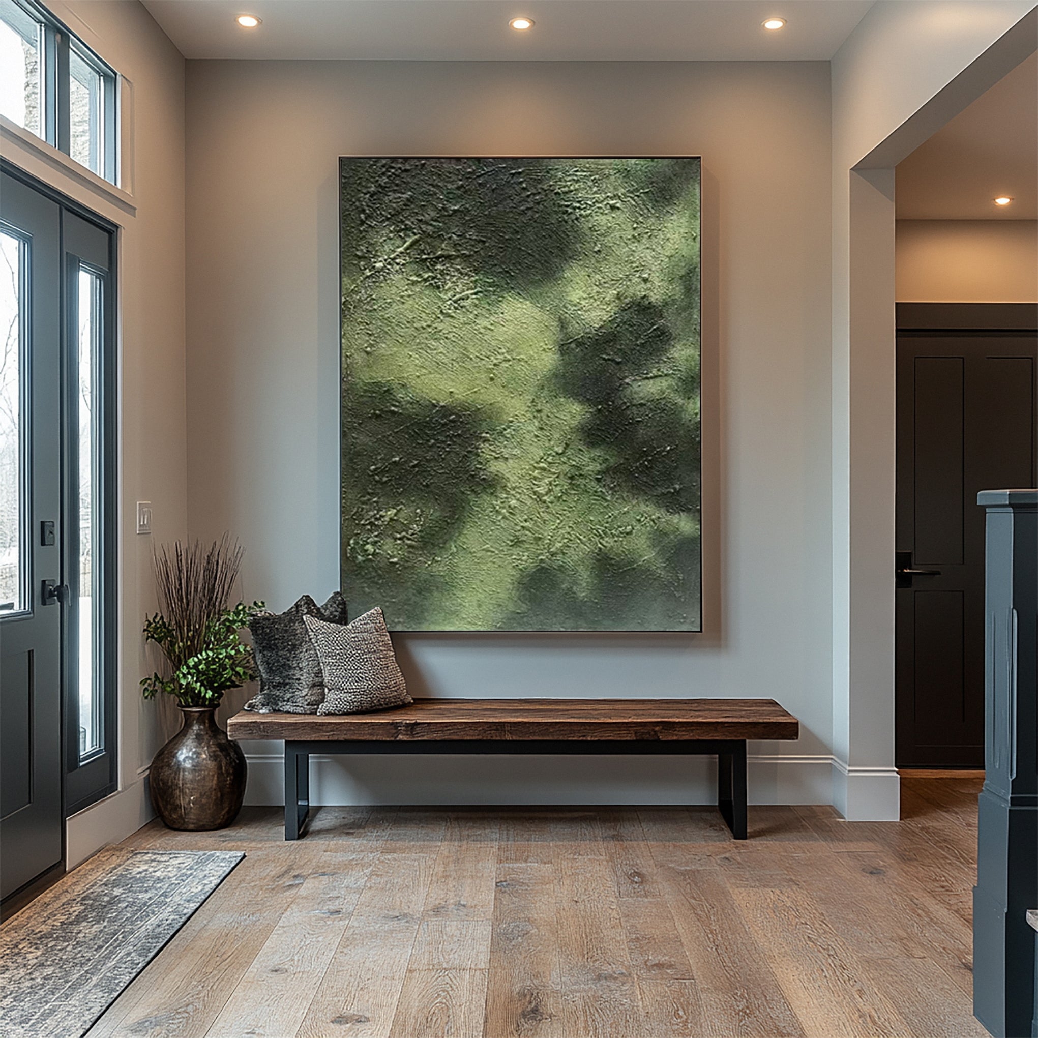 Modern Abstract Art with Deep Texture and Varied Green Hues #BGA 269