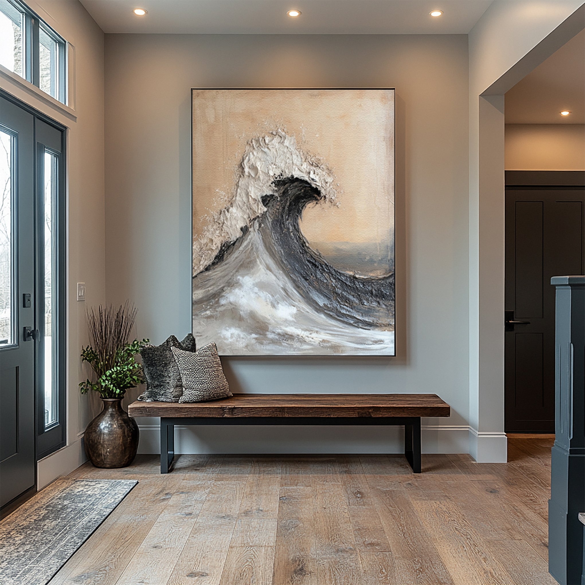 Modern Abstract Wave with Texture and Warm Neutral Backdrop #BGA 264