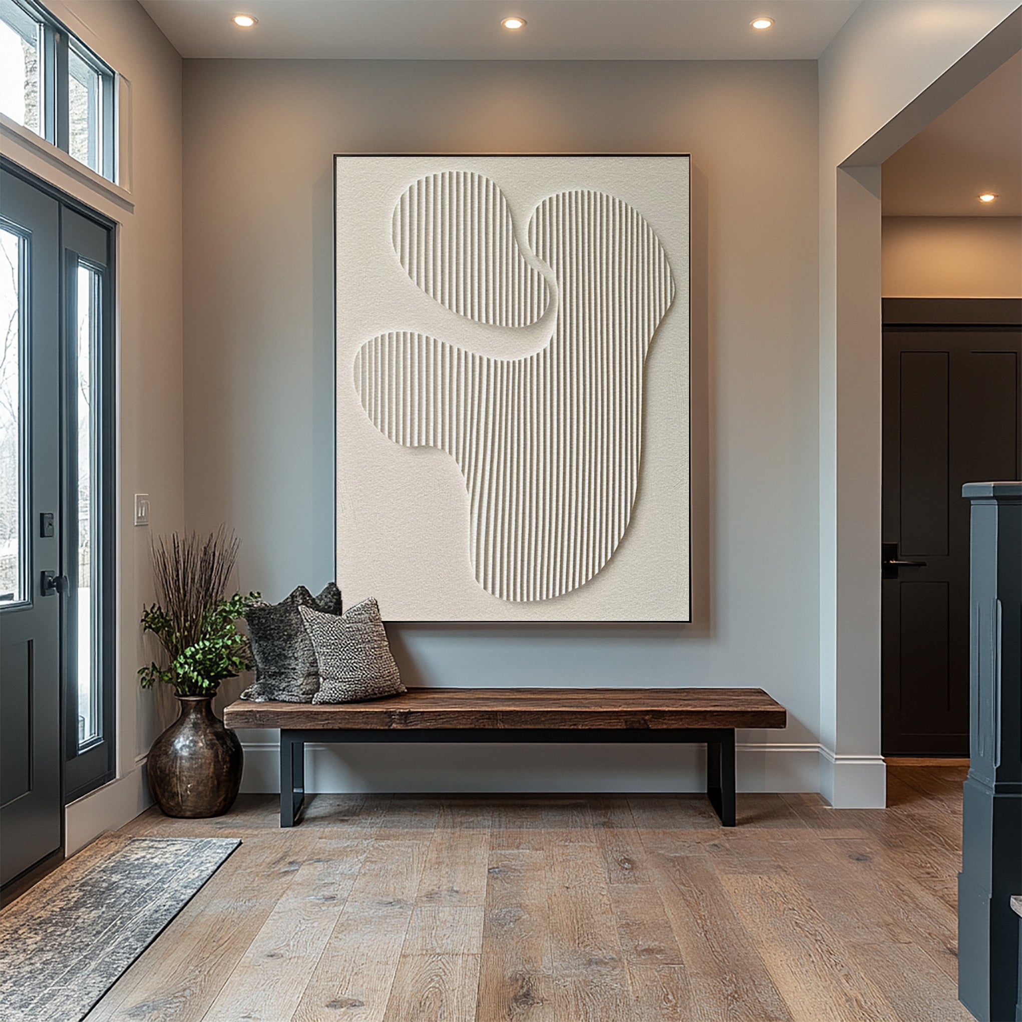 Minimalist Art with Textured Organic Forms and Vertical Lines #BGA 244