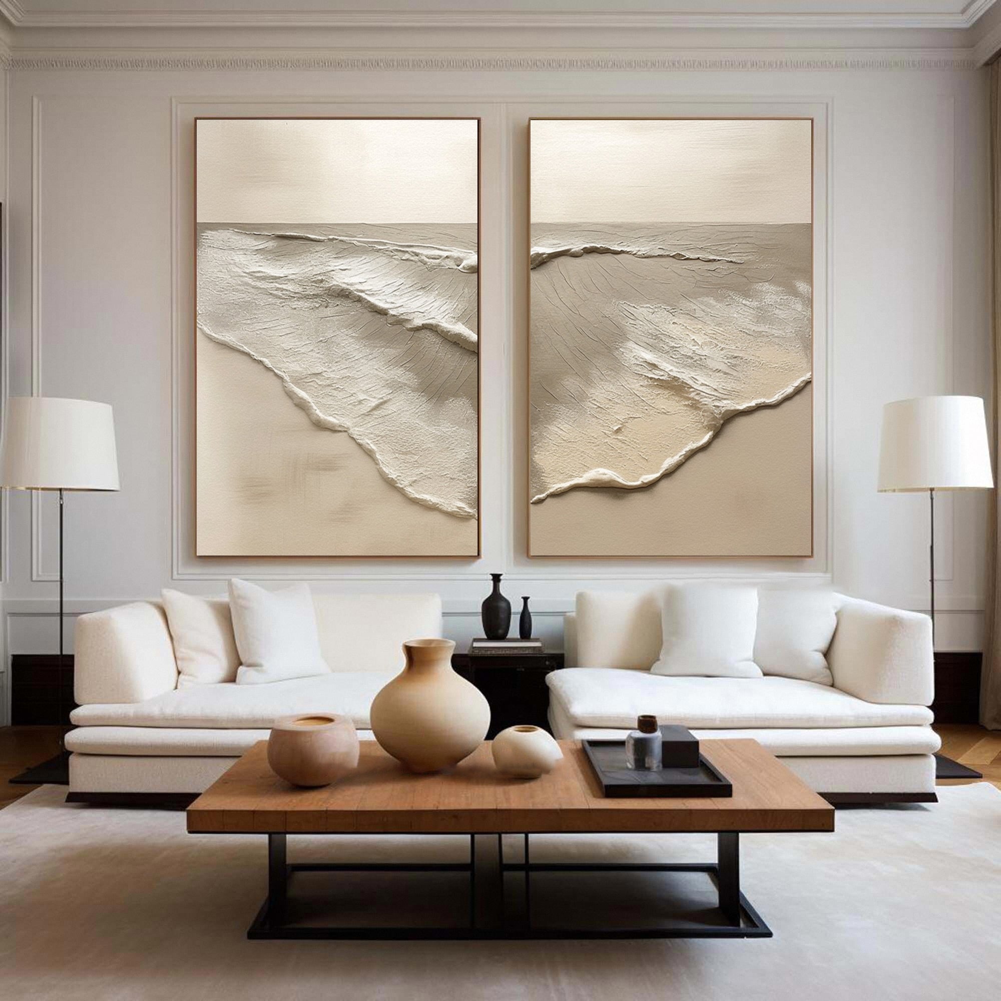 Abstract Beach Pair with Naturally Textured Muted Tones #BGA 220