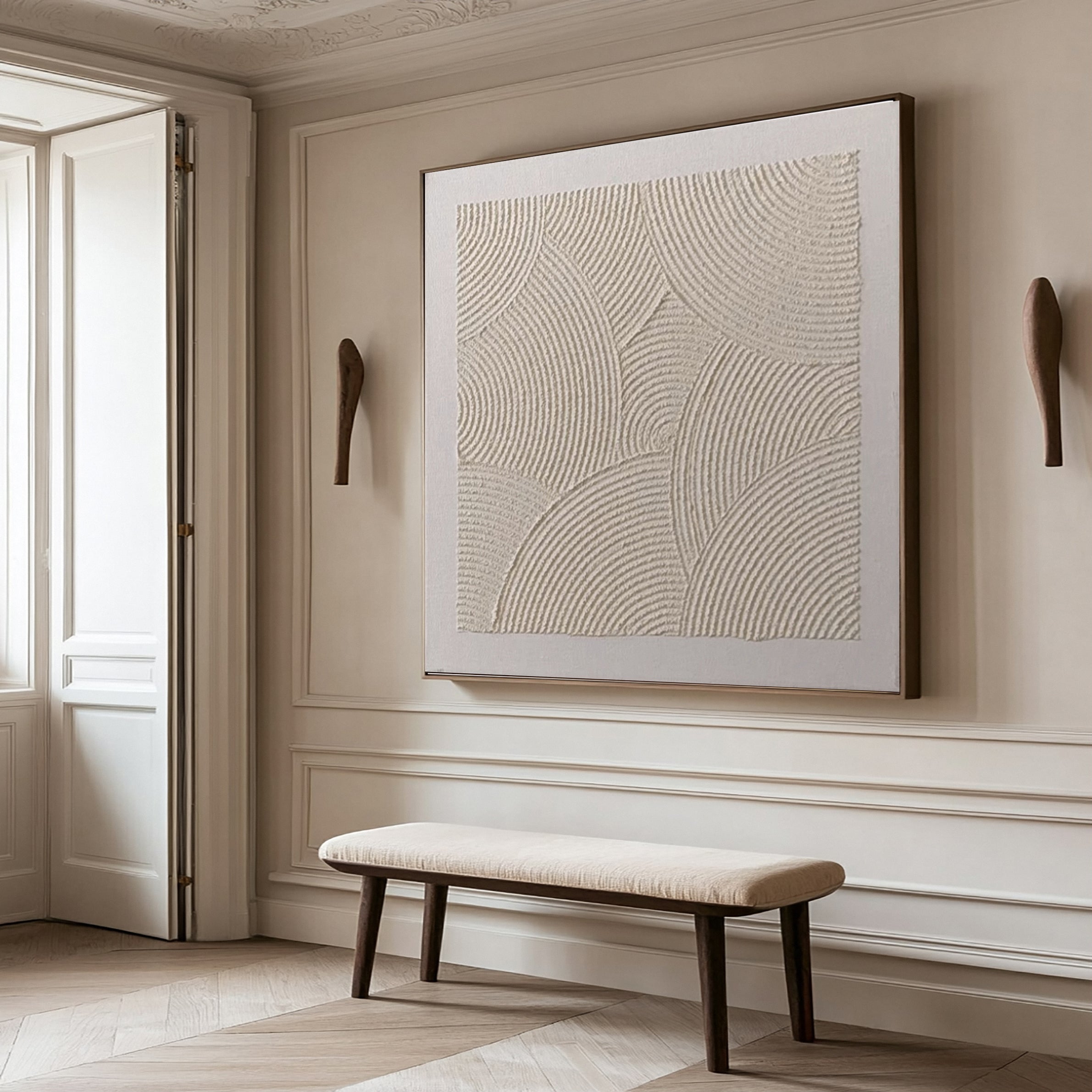 Modern Abstract Canvas with Textured Petal-like Segments #BGA 232