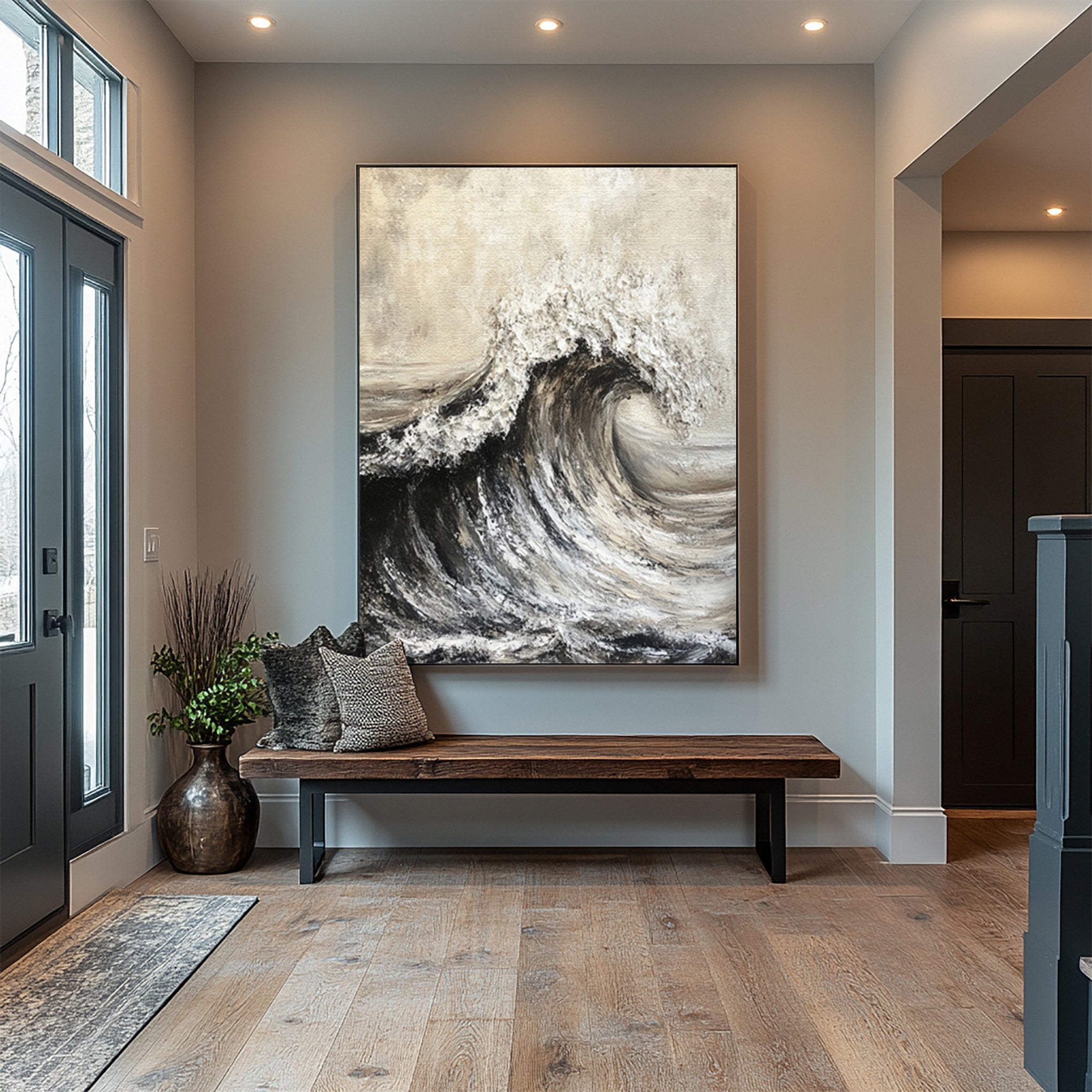 Brown Abstract Ocean Wave Relief with Bold Tactile Surface #BGA 265