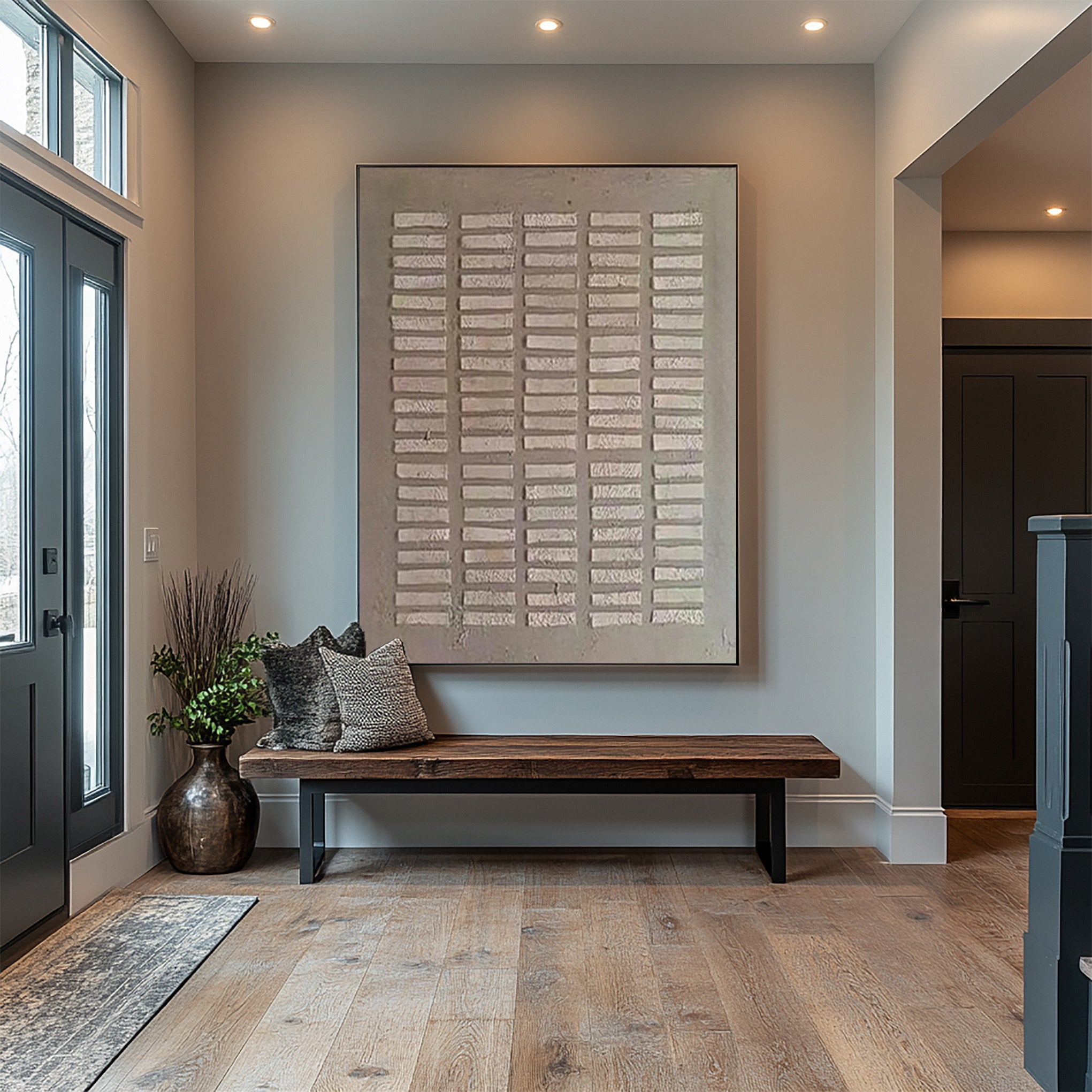 Minimalist Art with Horizontal Bands of Textured Rectangles #BGA 221