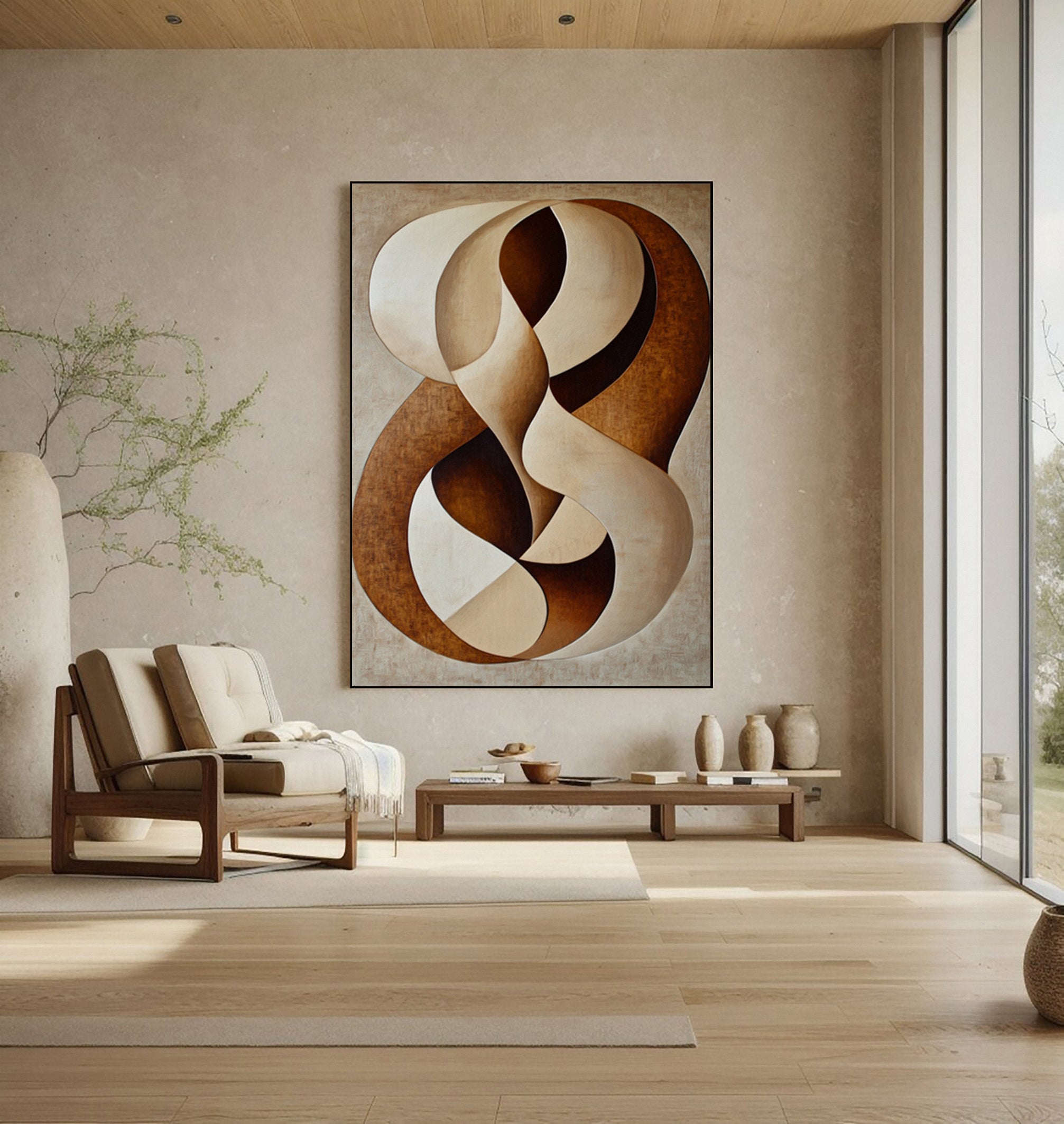 Quiet Embrace: Minimalist Abstract with Gentle Swirling Forms #BGA 211