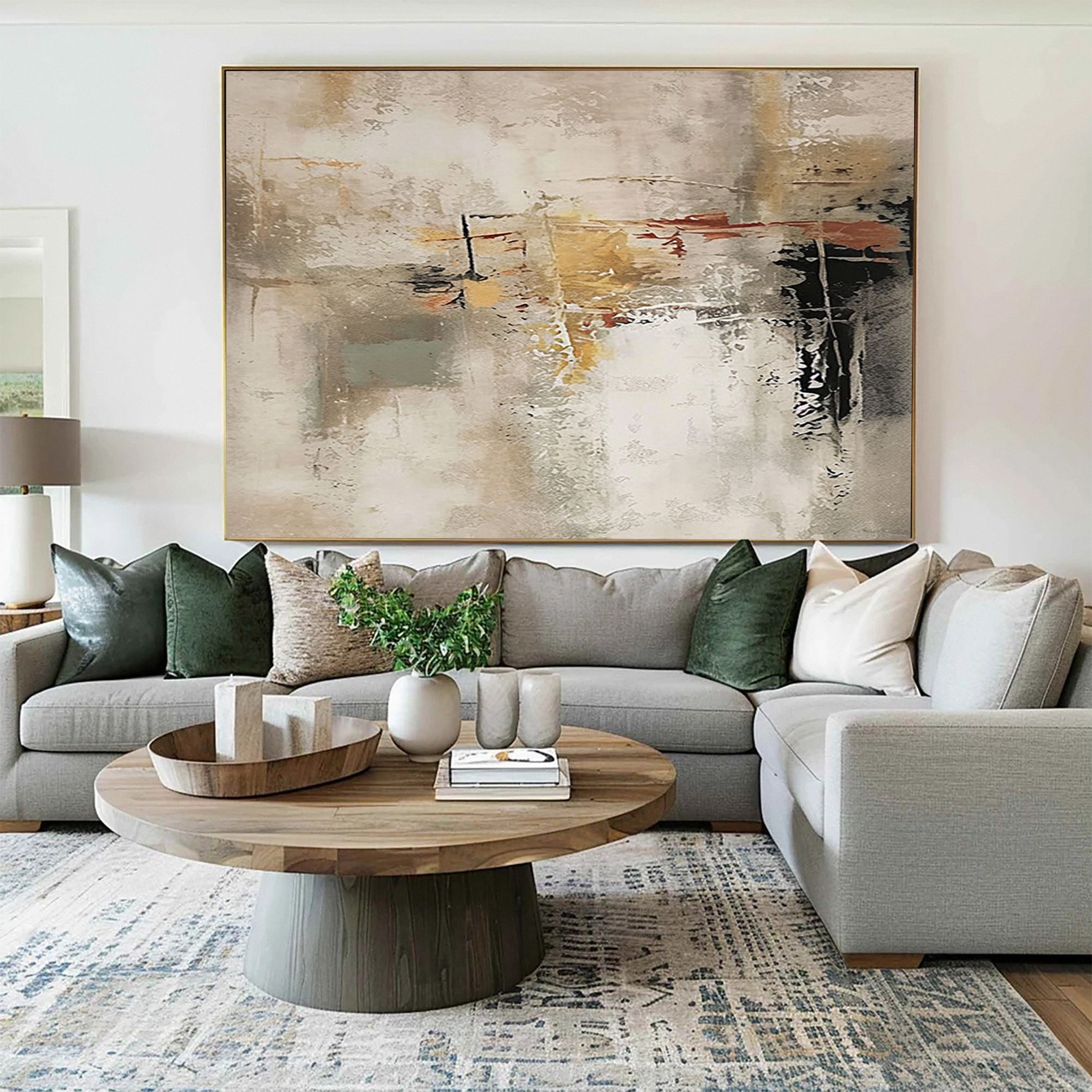 Large Abstract Canvas with Deep Texture and Muted Hues #BGA 218