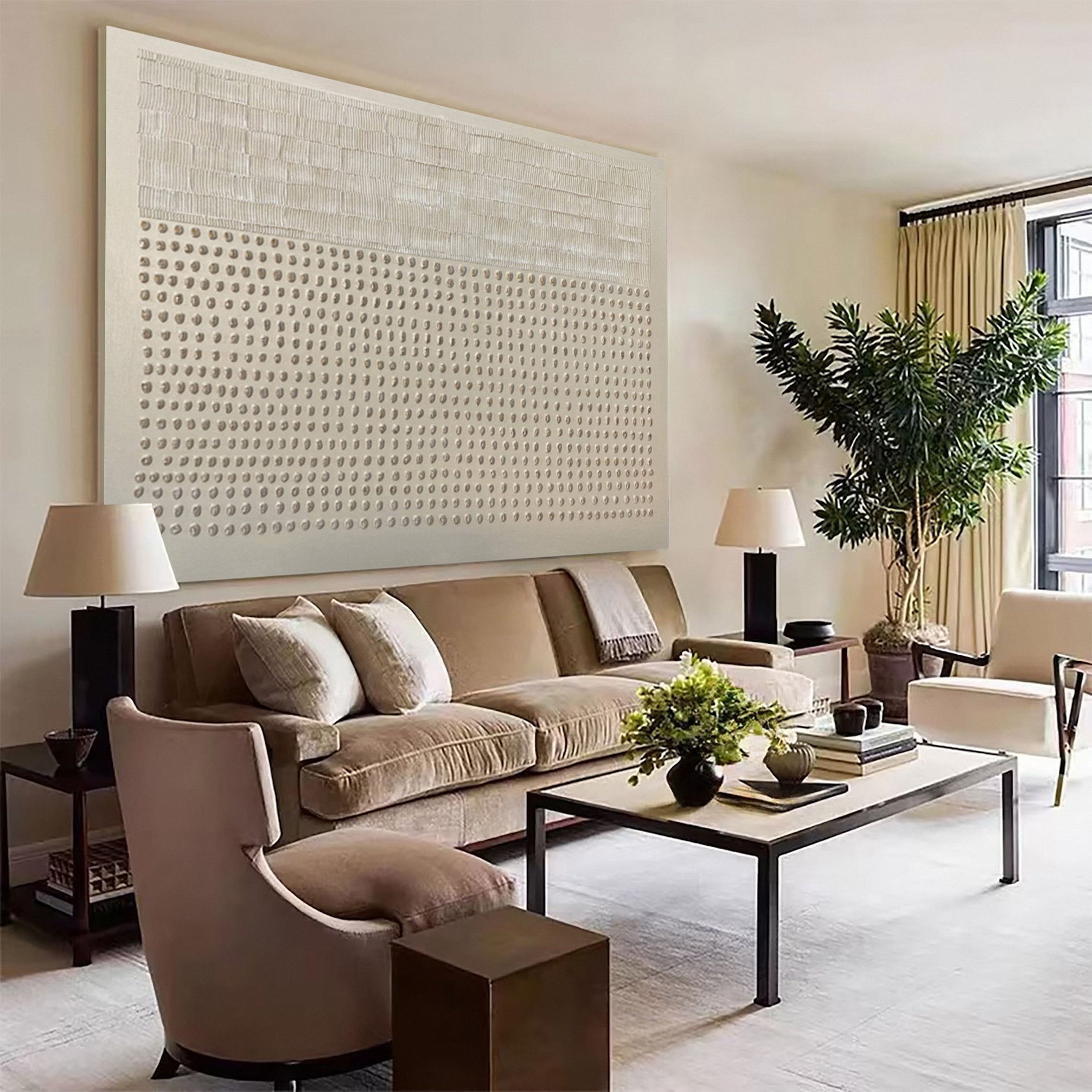 Abstract Neutral Composition with Linear and Dot Patterns #BGA 219