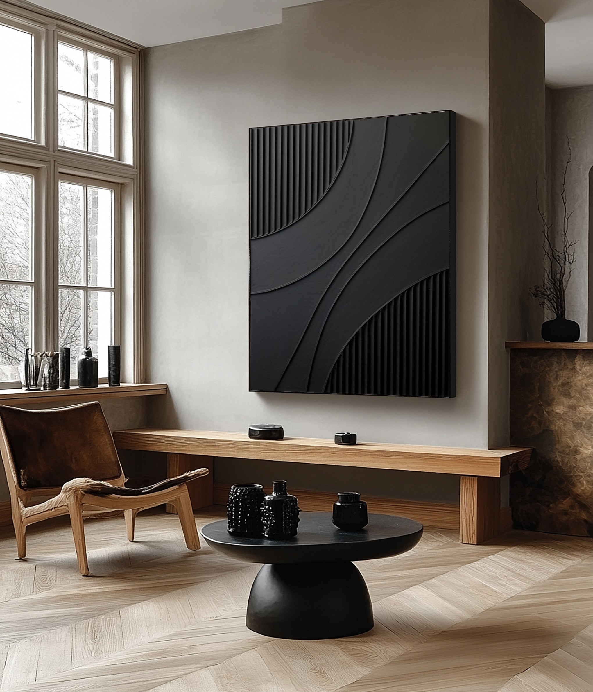 Contemporary Art with Striated Sections and Smooth Areas #BGA 246