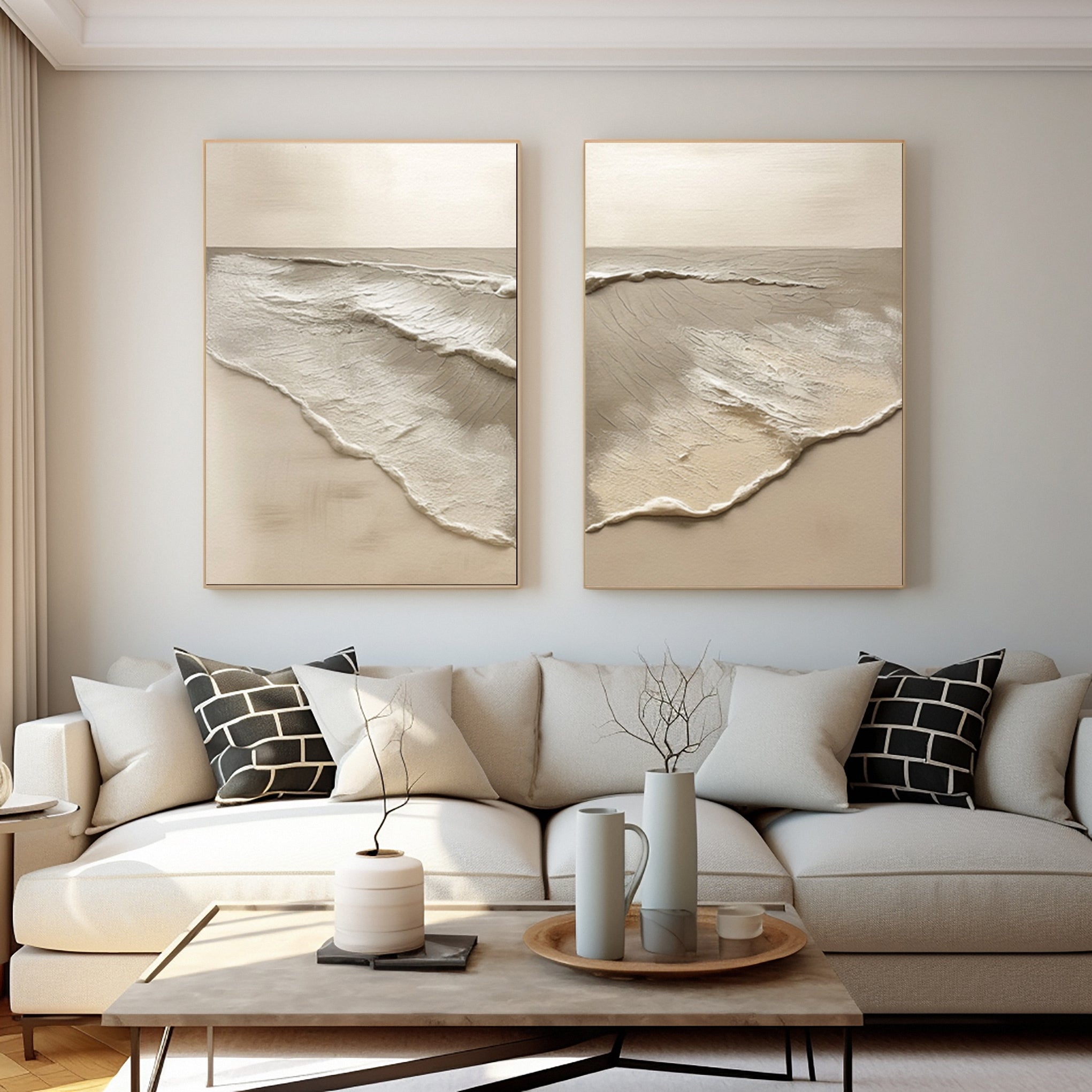 Abstract Beach Pair with Naturally Textured Muted Tones #BGA 220