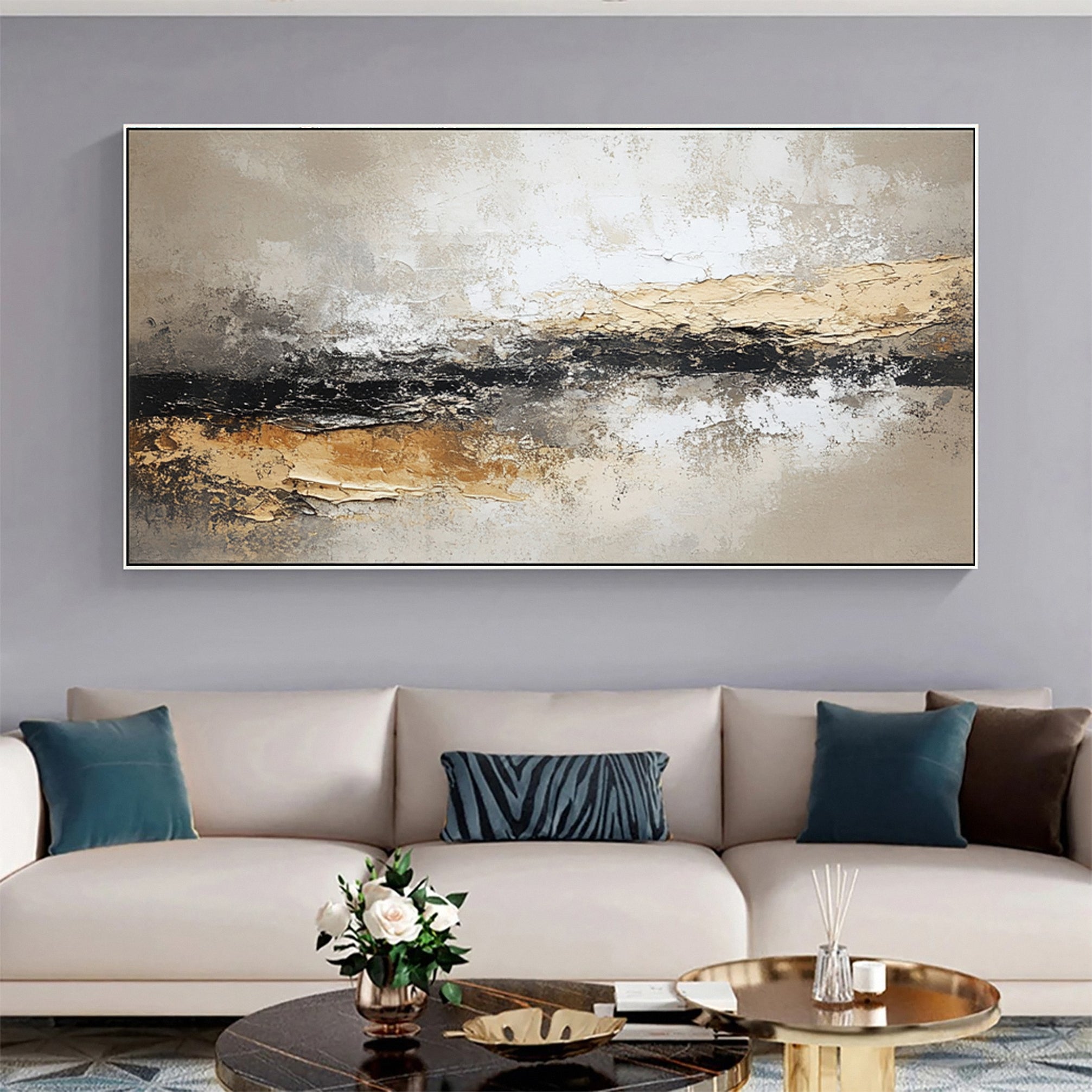 Rustic Harmony Large Abstract Earth Tones Painting #BBA 043