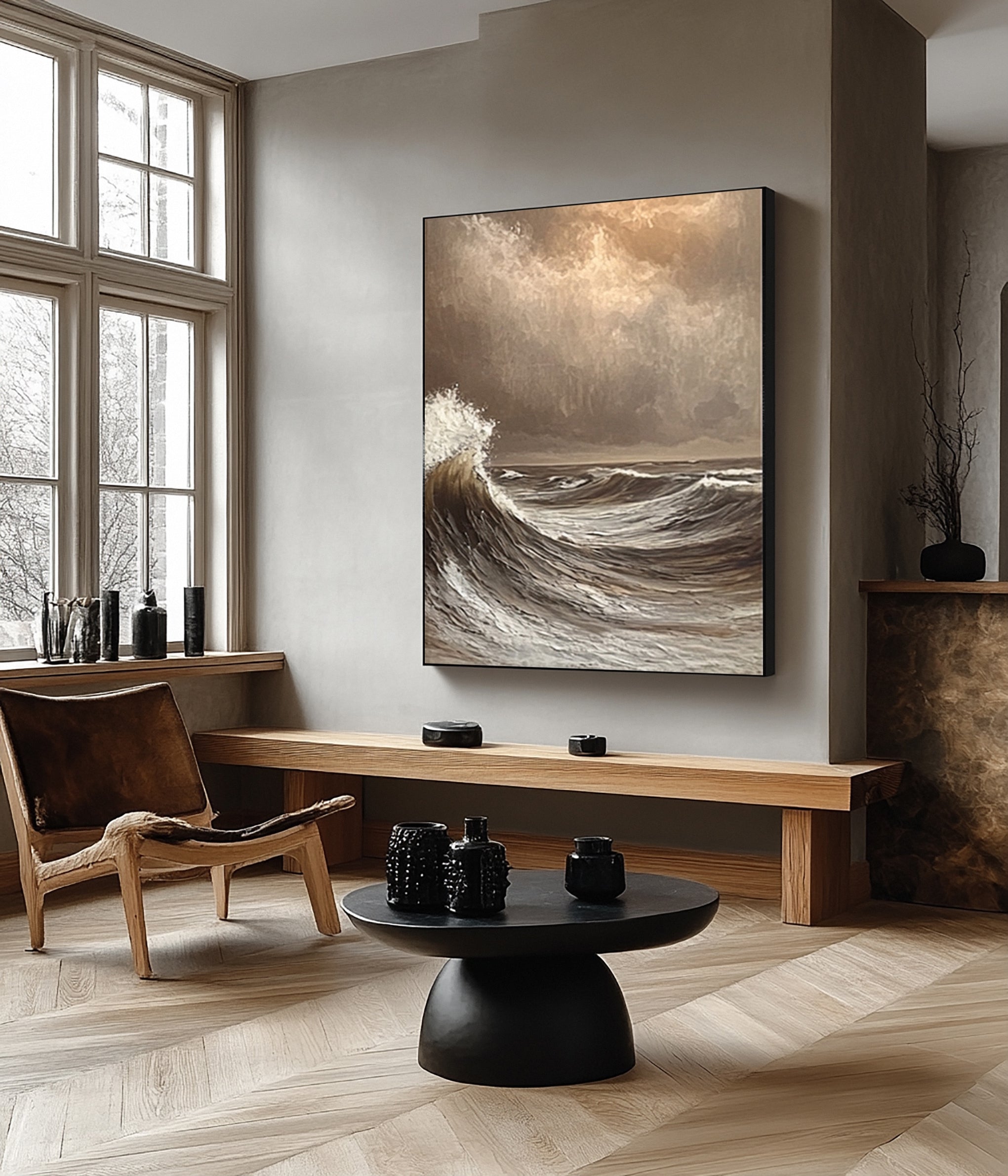 Modern Abstract Wave with Heavy Texture and Dramatic Sky #BGA 255