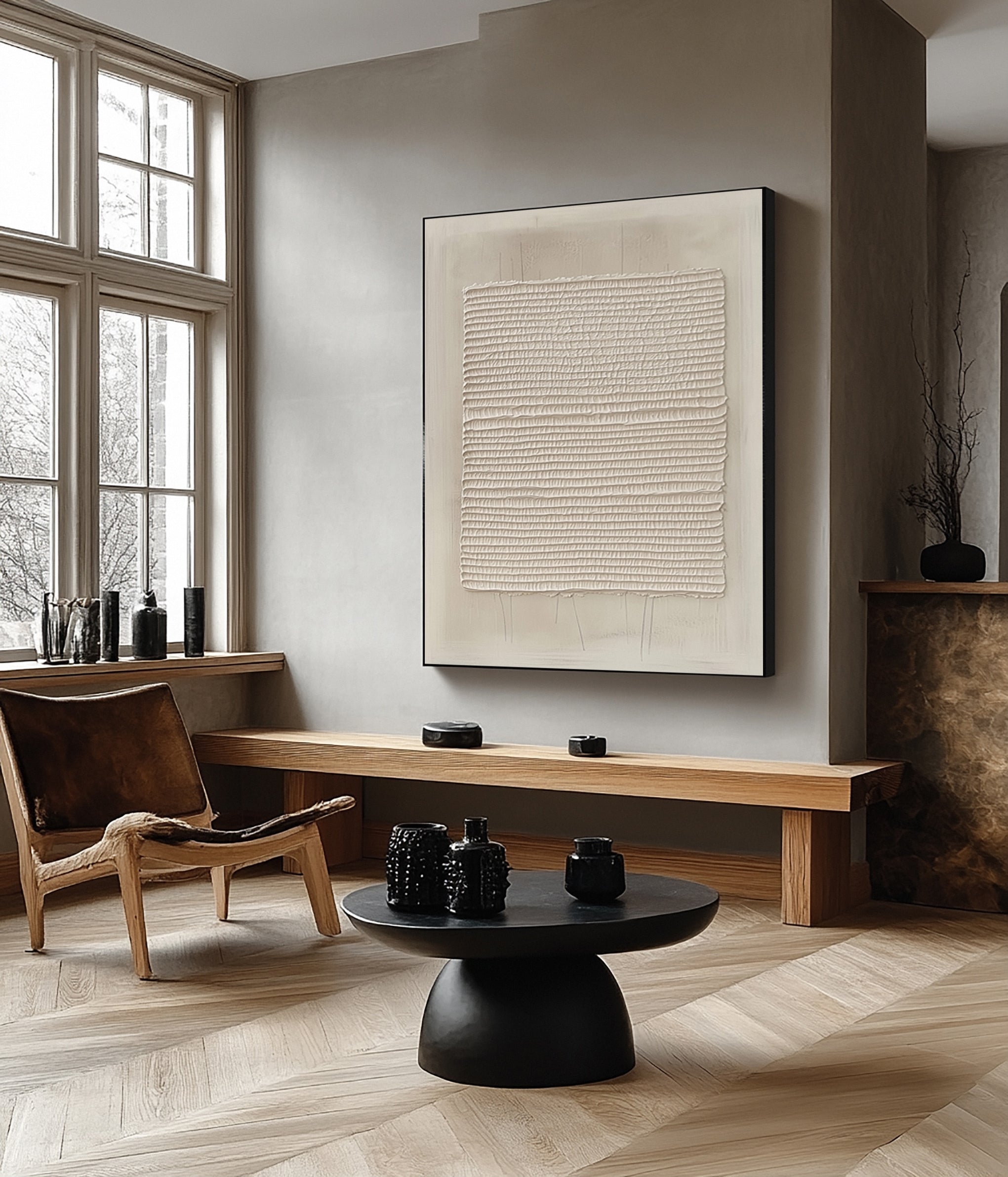 Modern Abstract Canvas with Textured Horizontal Variations #BGA 237